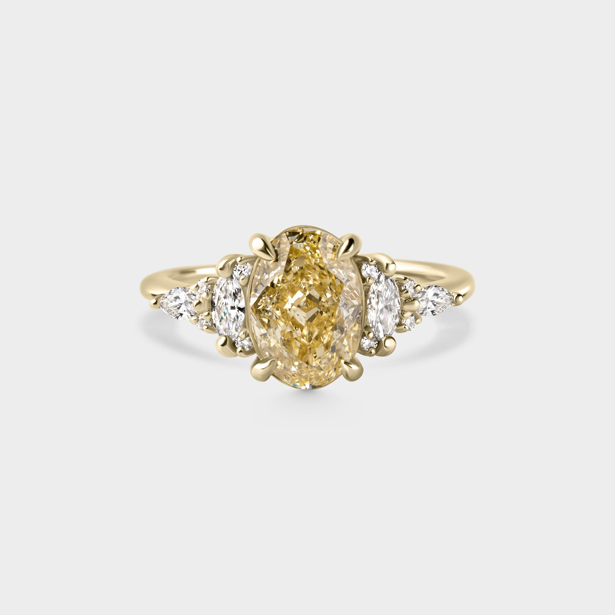 2.01ct Symmetrical Cluster of Oval Yellow Lab Grown Diamond