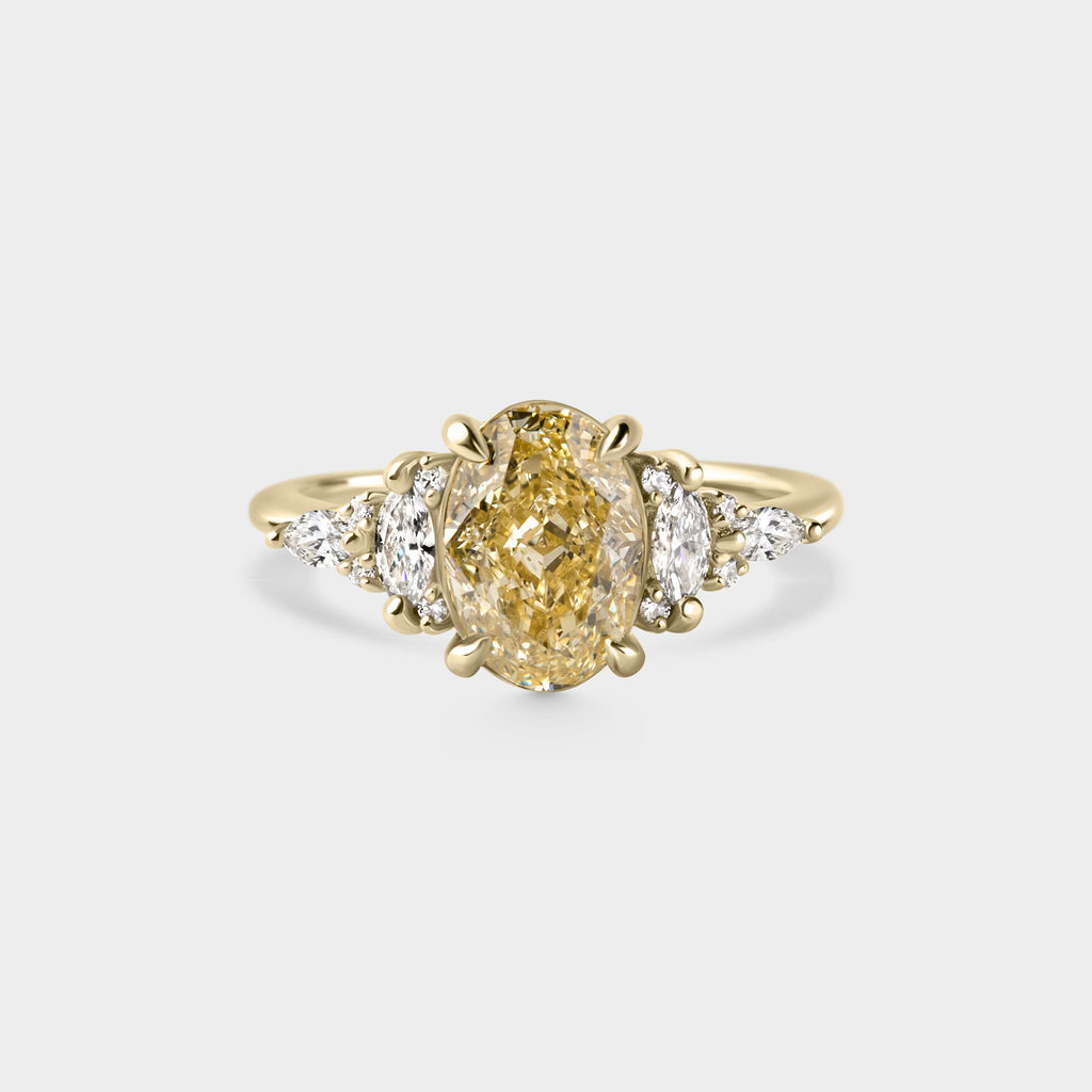 2.01ct Symmetrical Cluster of Oval Yellow Lab Grown Diamond