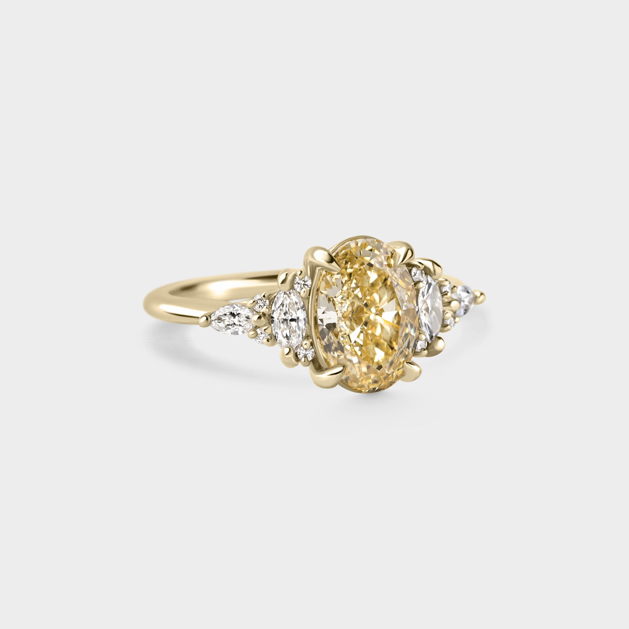 2.01ct Symmetrical Cluster of Oval Yellow Lab Grown Diamond