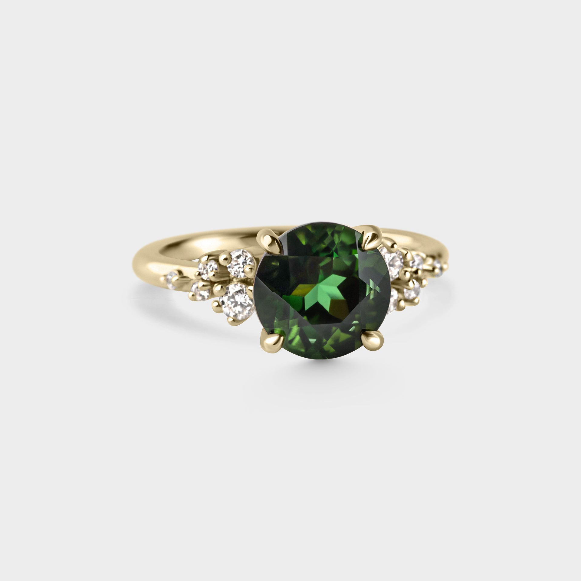 Symmetrical Cluster of Dark Green Tourmaline & Diamond