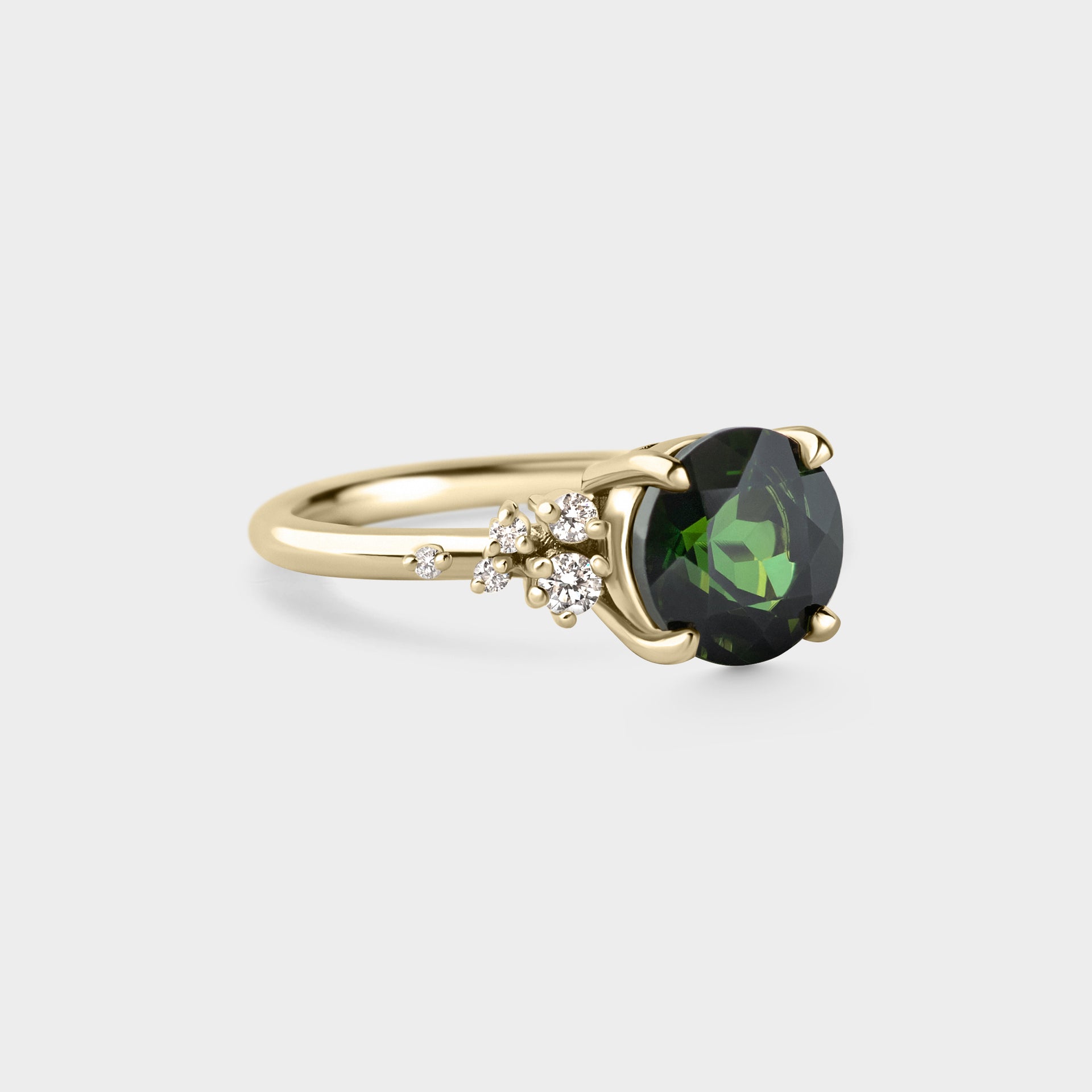 Symmetrical Cluster of Dark Green Tourmaline & Diamond