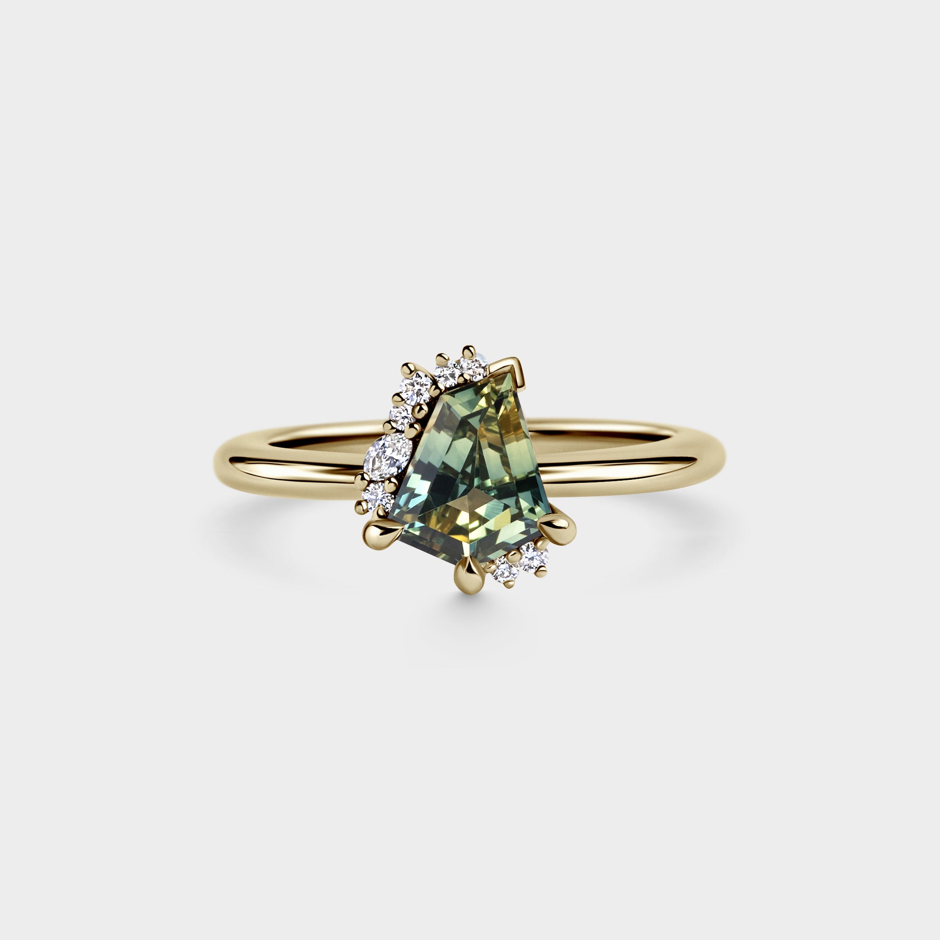 1.27ct Irregular Cluster of Freeform Sapphire & Diamond