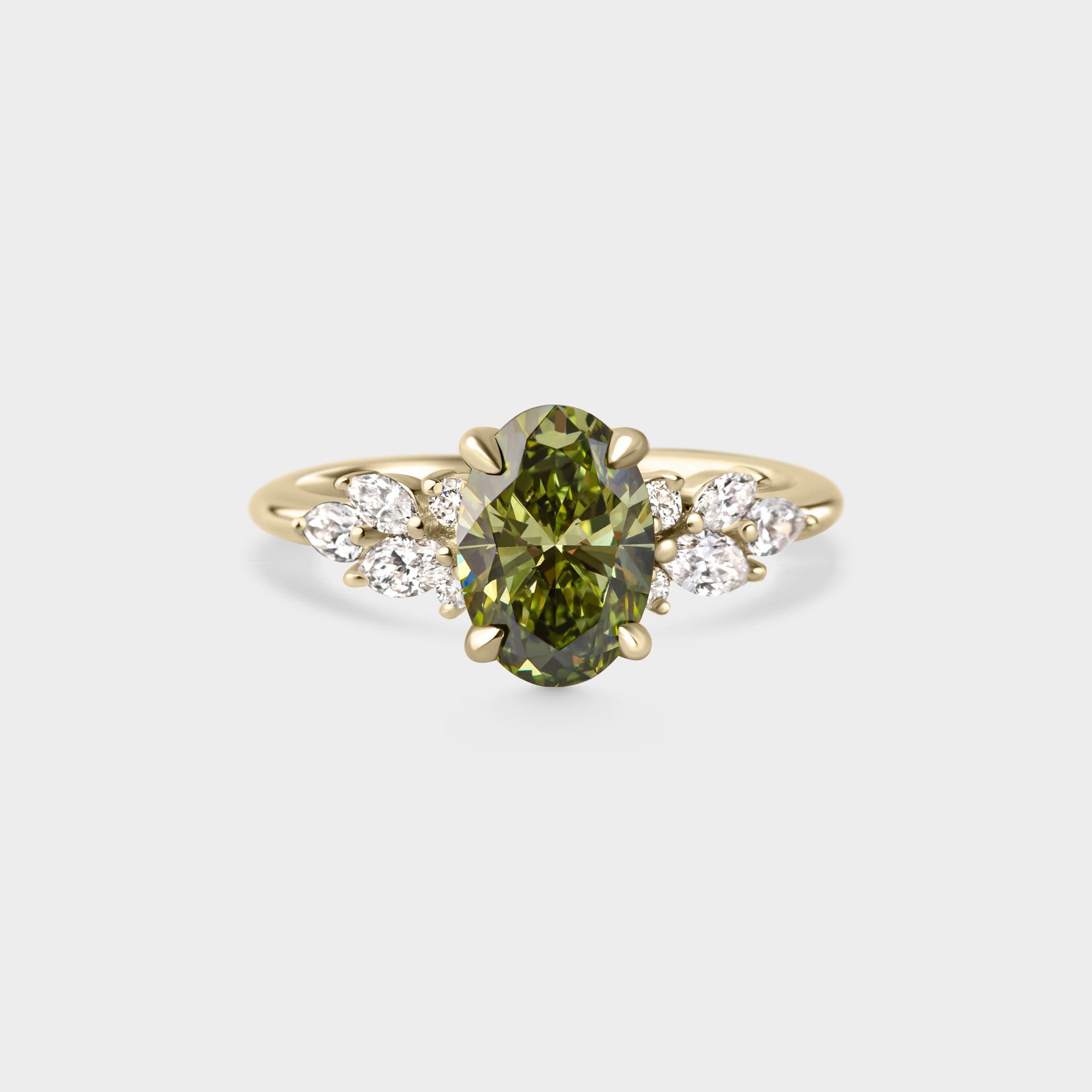 2.16ct Symmetrical Cluster of Oval Green Lab Grown Diamond