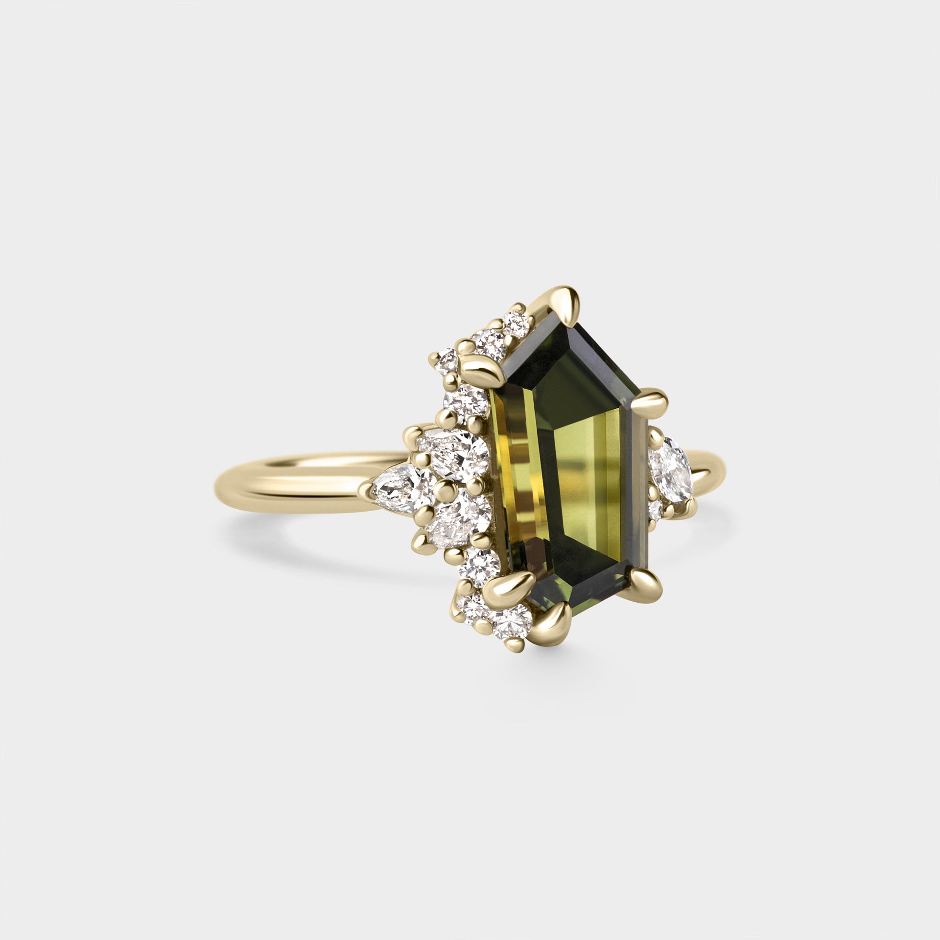 2.10ct Irregular Cluster of Green Sapphire & Diamond
