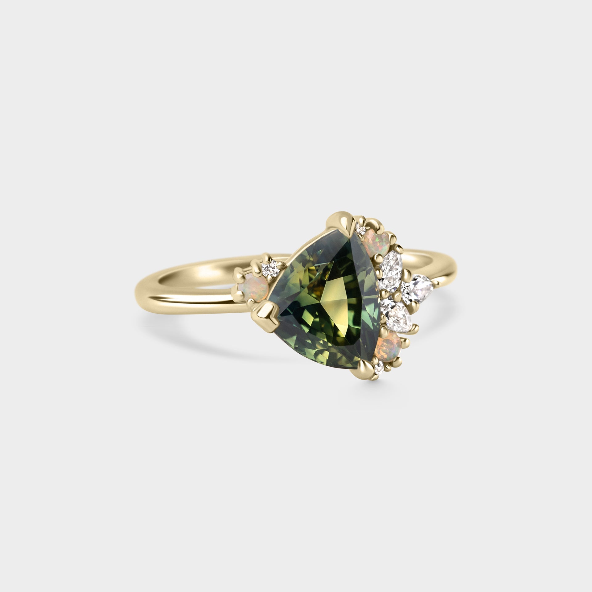 2.54ct Irregular Cluster of Green Sapphire, Opal & Diamond
