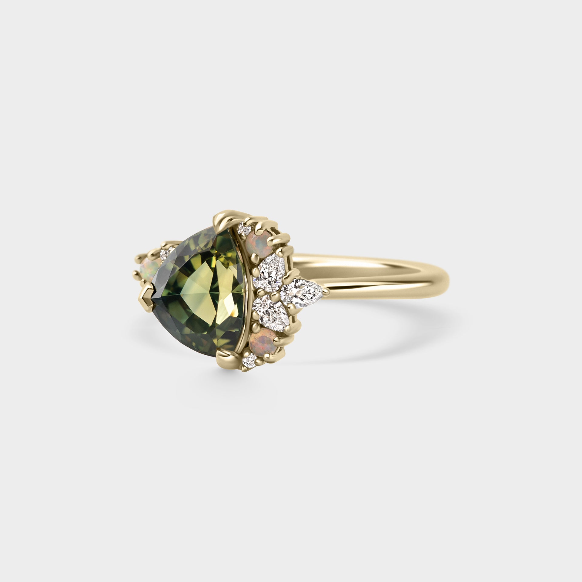 2.54ct Irregular Cluster of Green Sapphire, Opal & Diamond