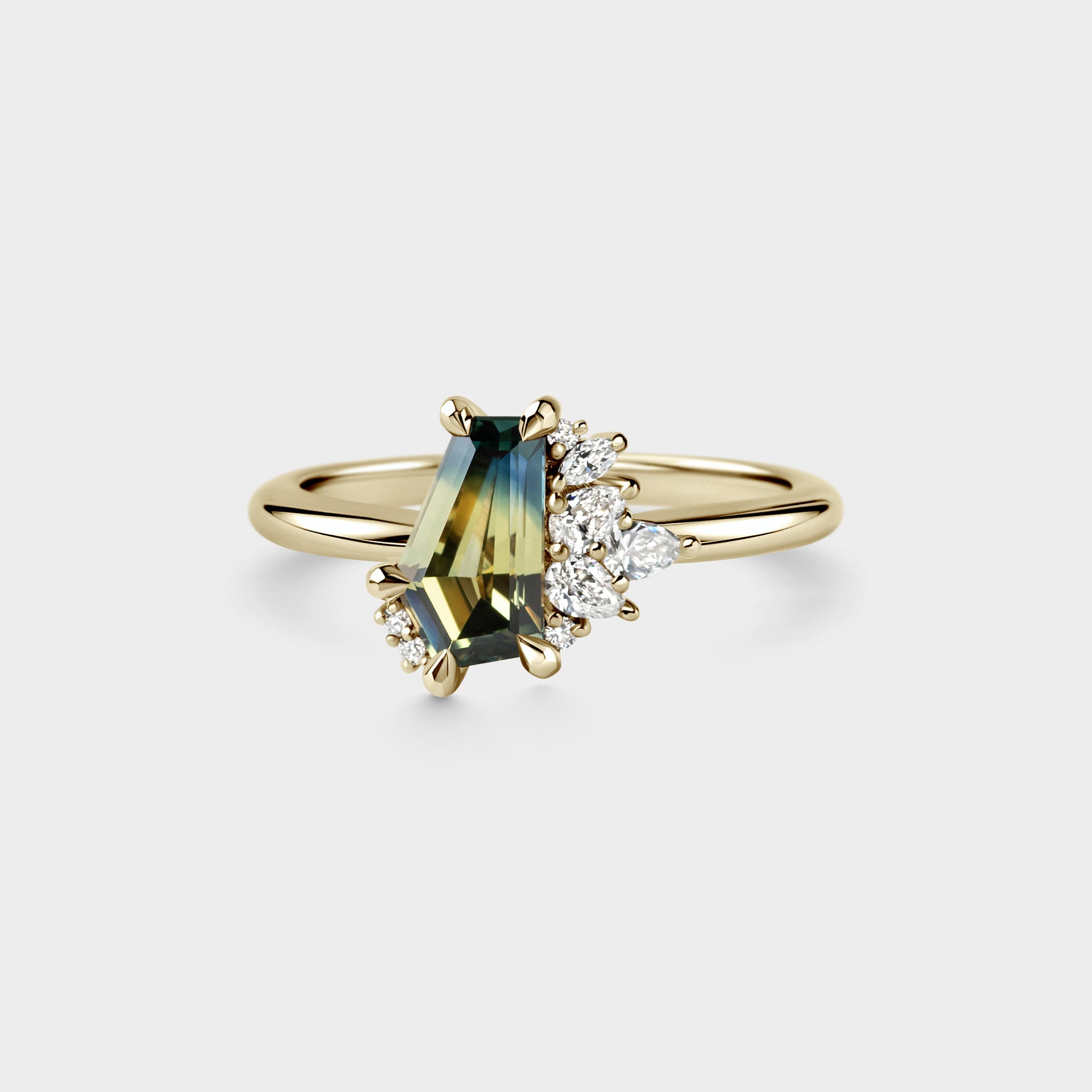 1.39ct Irregular Cluster of Freeform Sapphire & Diamond