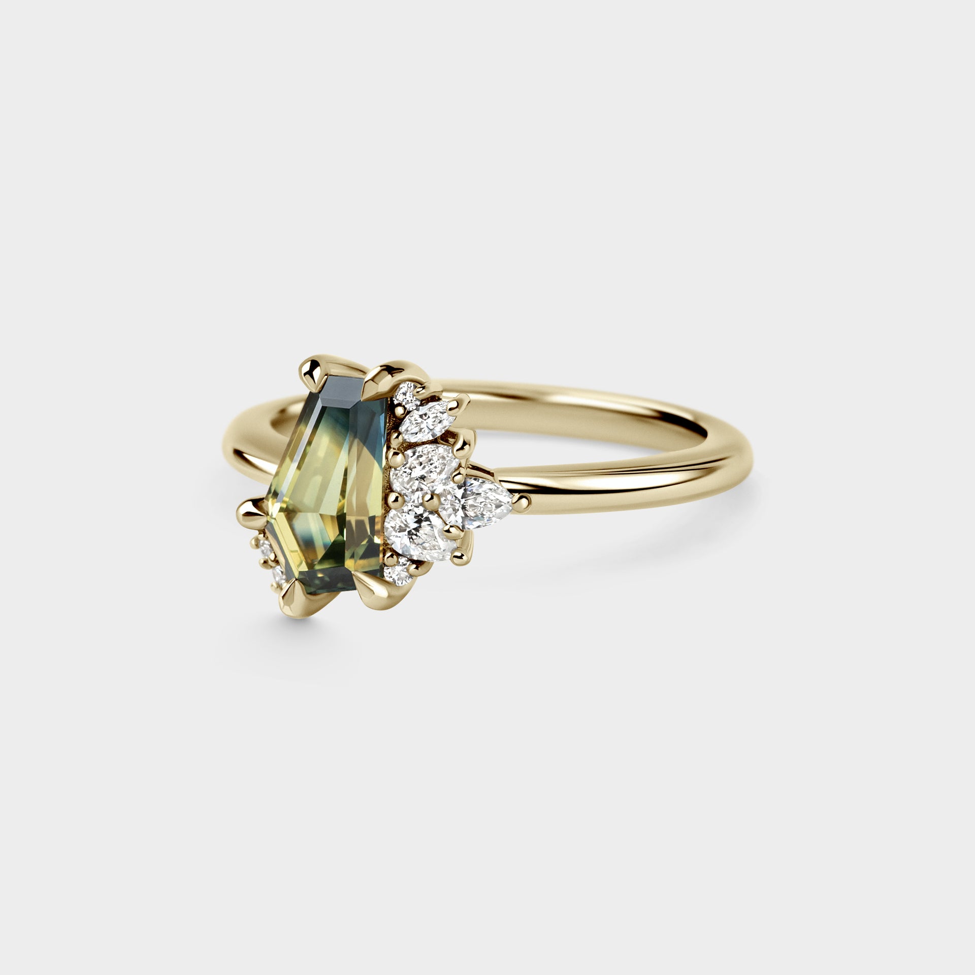 1.39ct Irregular Cluster of Freeform Sapphire & Diamond