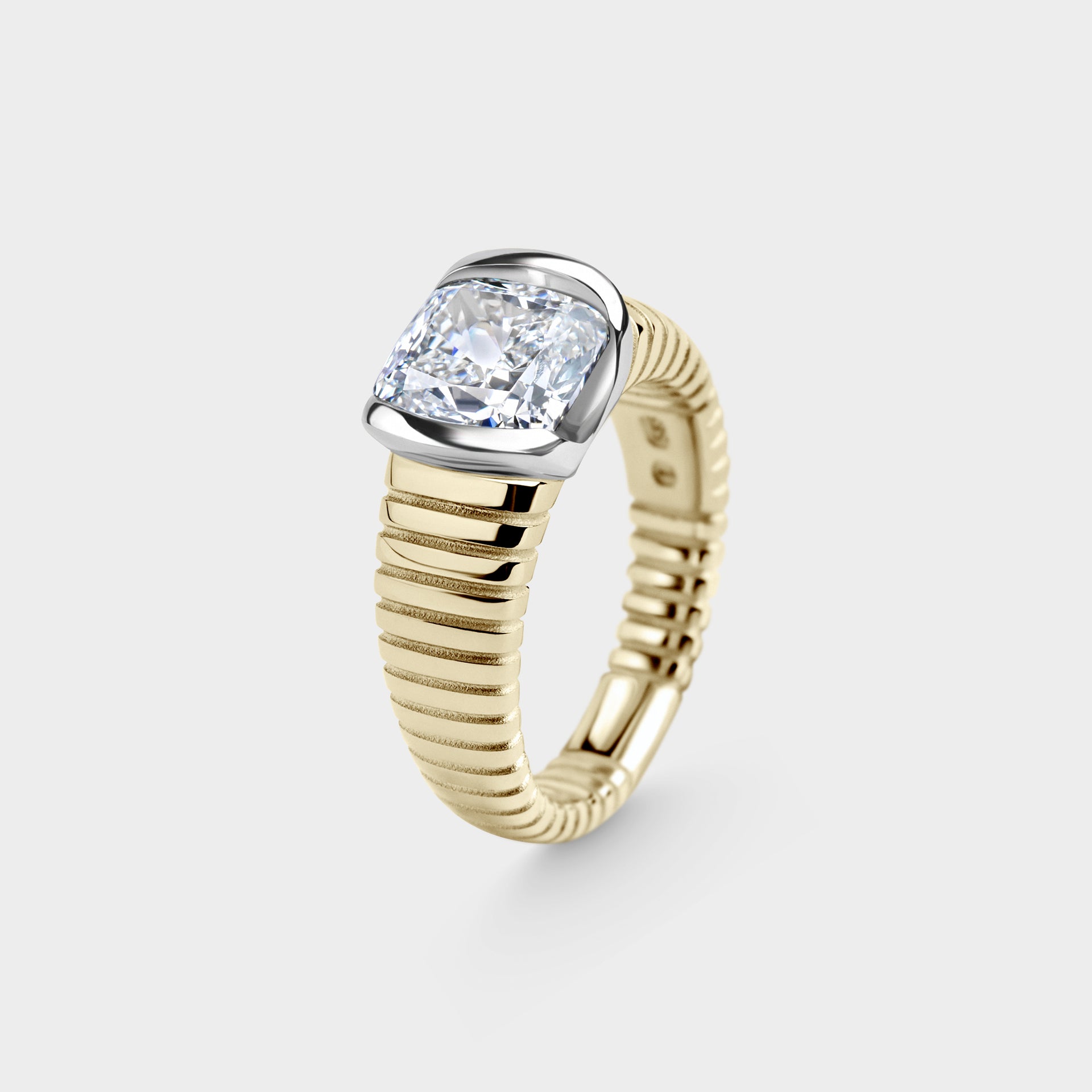 3.02ct Two Tone Ribbed, Cushion Lab Diamond