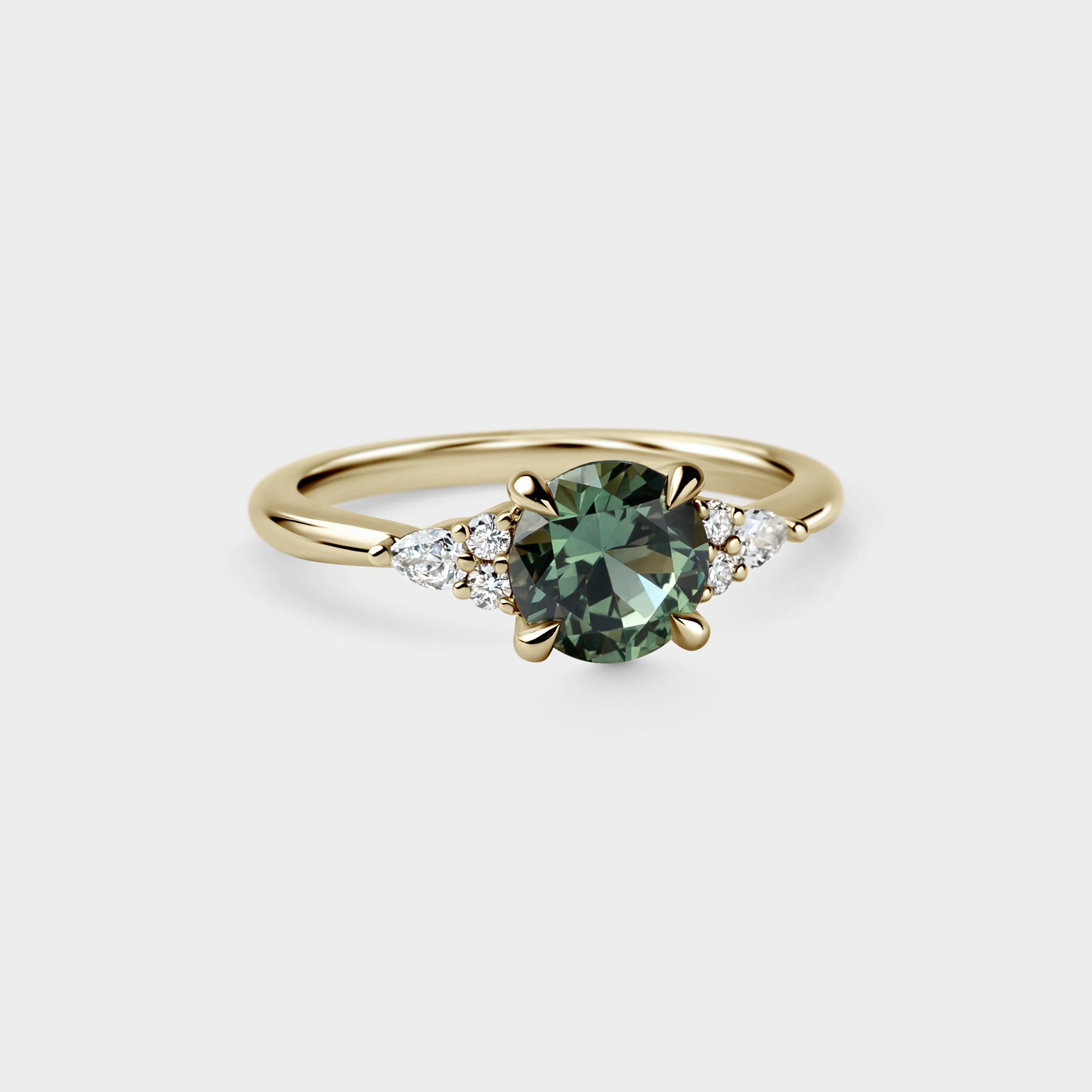 1.39ct Seven Stone of Green/Blue Round Parti Sapphire & Diamond