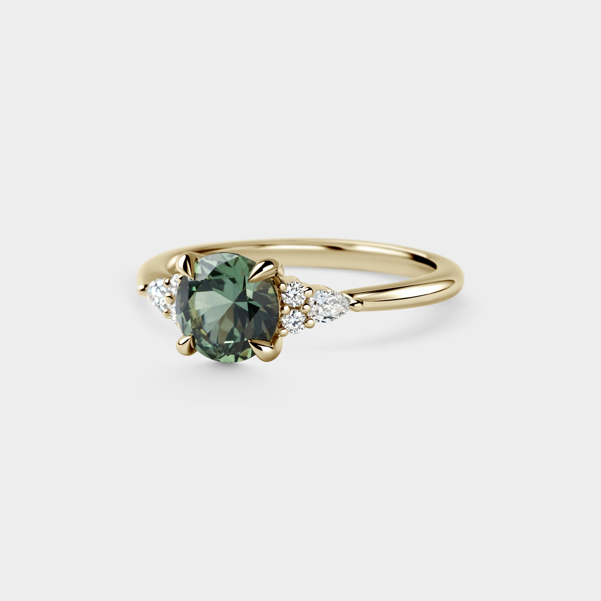 1.39ct Seven Stone of Green/Blue Round Parti Sapphire & Diamond