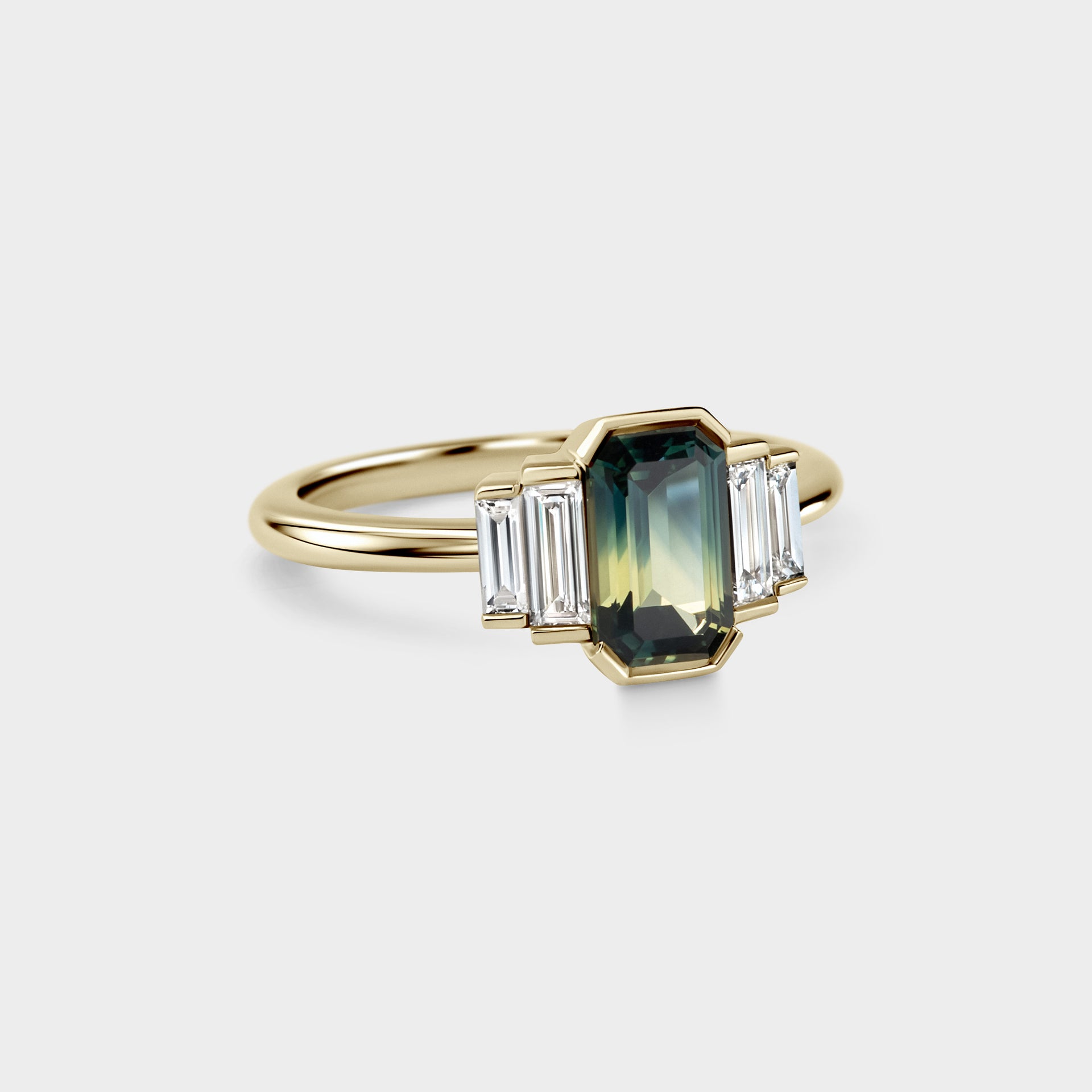 1.50ct Five Stone of Blue/Yellow Parti Sapphire & Diamond