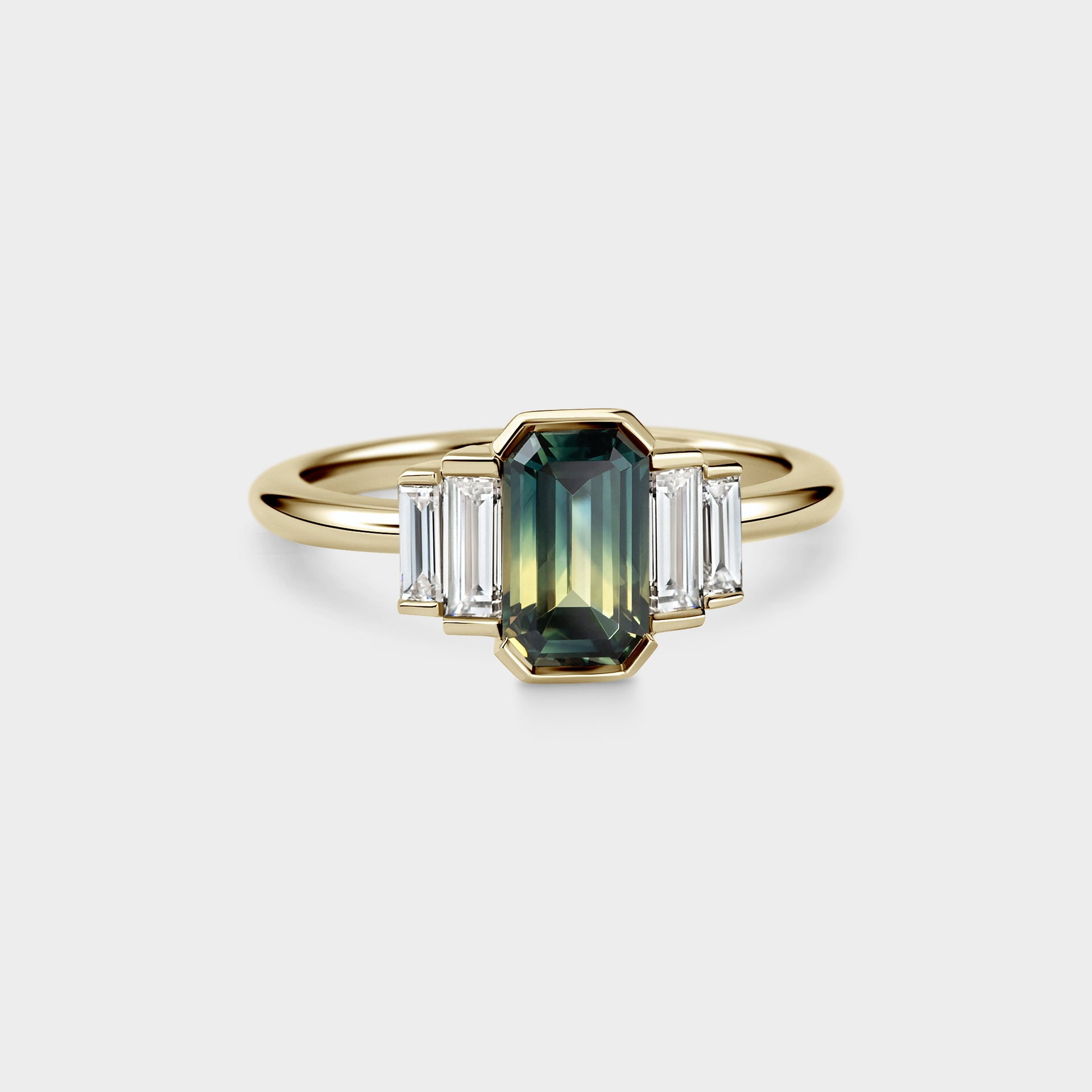1.50ct Five Stone of Blue/Yellow Parti Sapphire & Diamond
