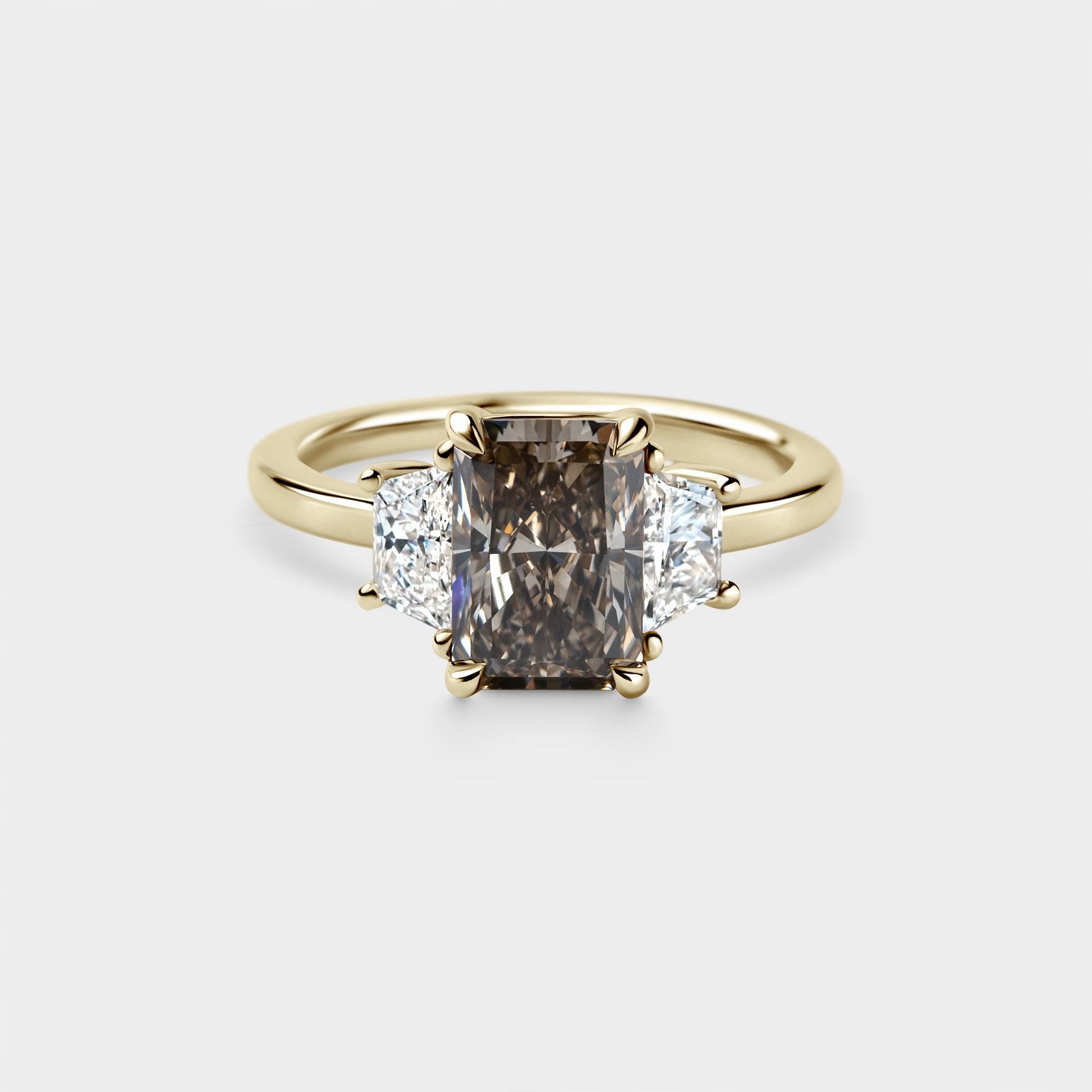 2.01ct Three Stone of Champagne Radiant & Trapezoid