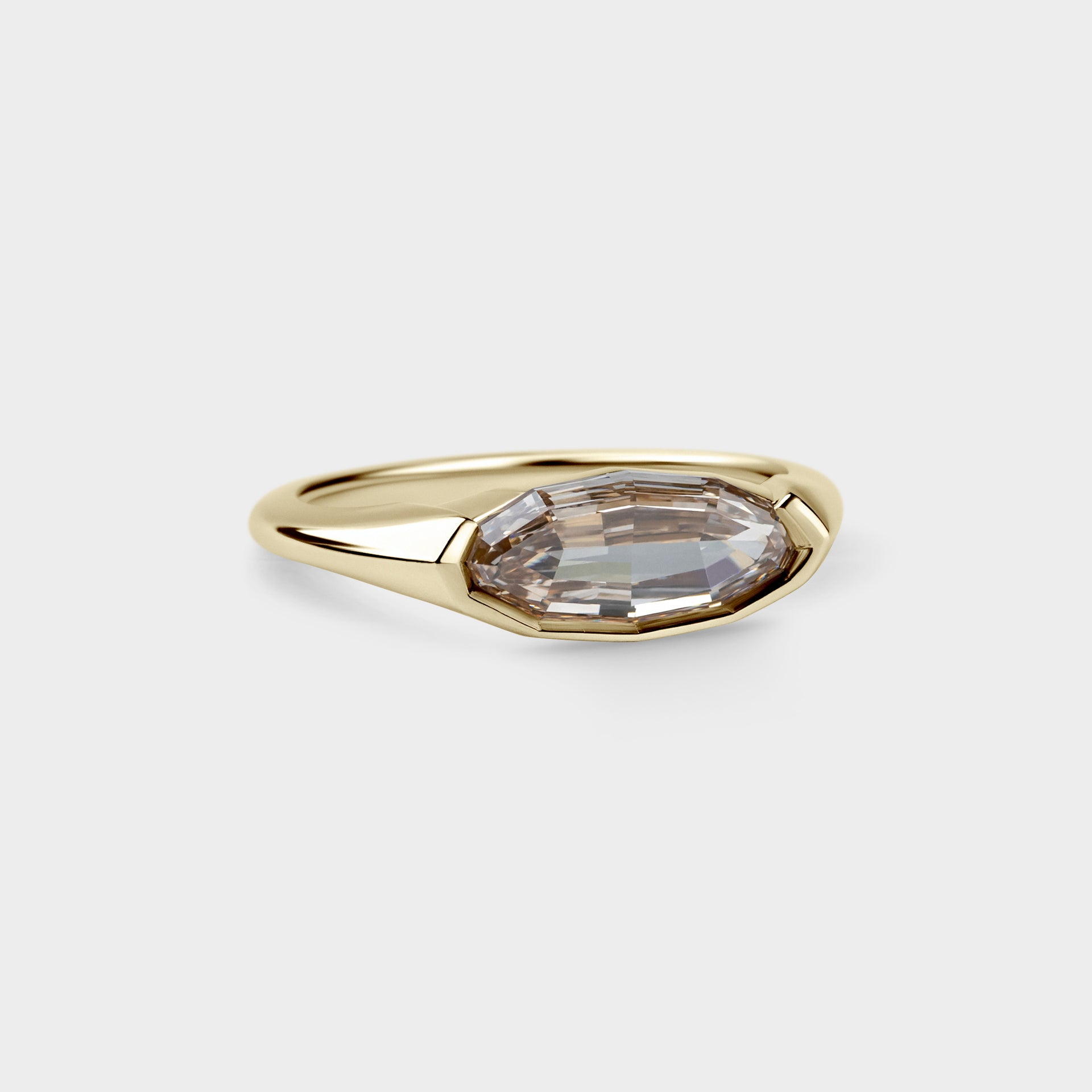1.59ct East West Three Quarter Bezel of Step Cut Champagne