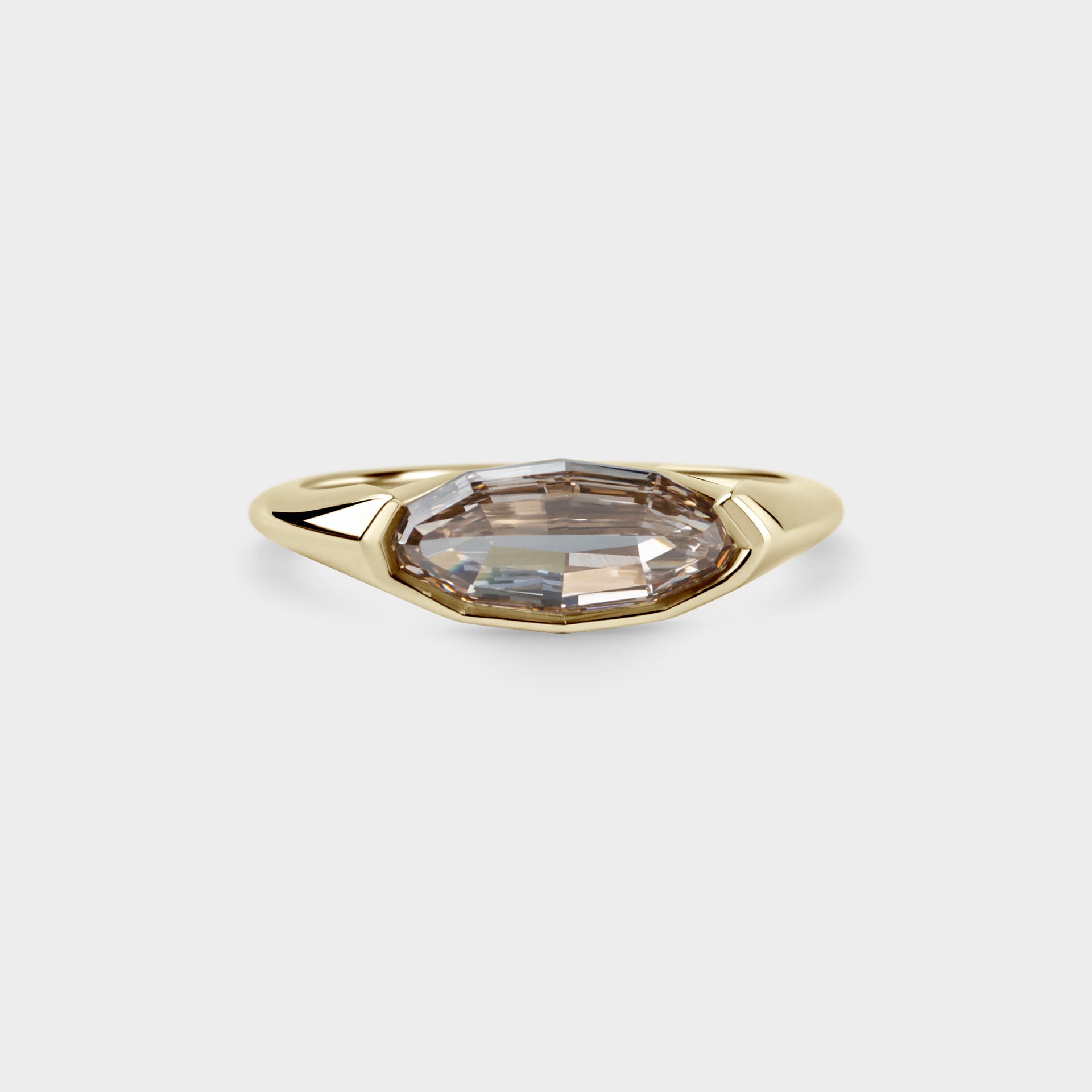 1.59ct East West Three Quarter Bezel of Step Cut Champagne