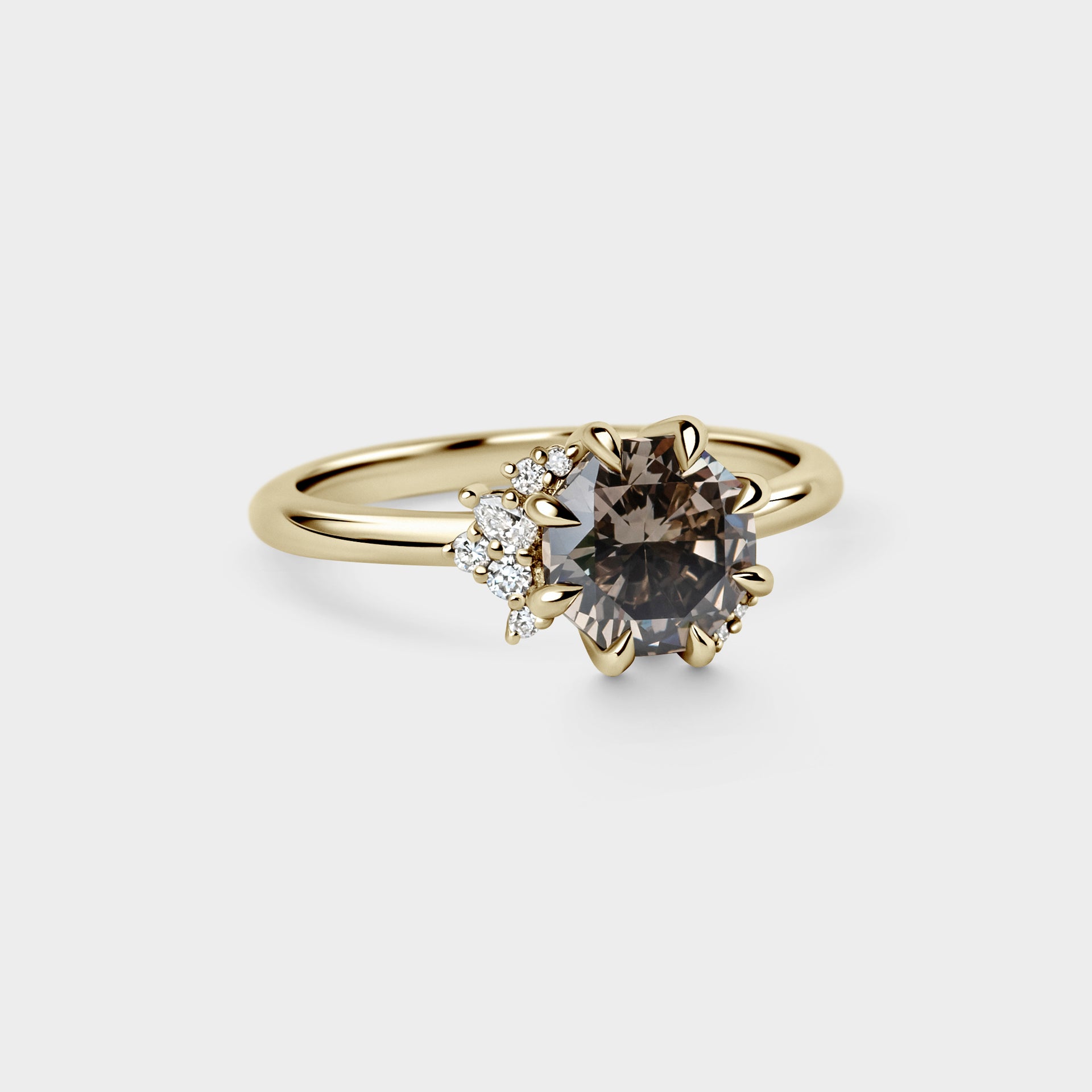 1.69ct Asymmetrical Cluster of Octagonal Cut Champagne Lab Diamond