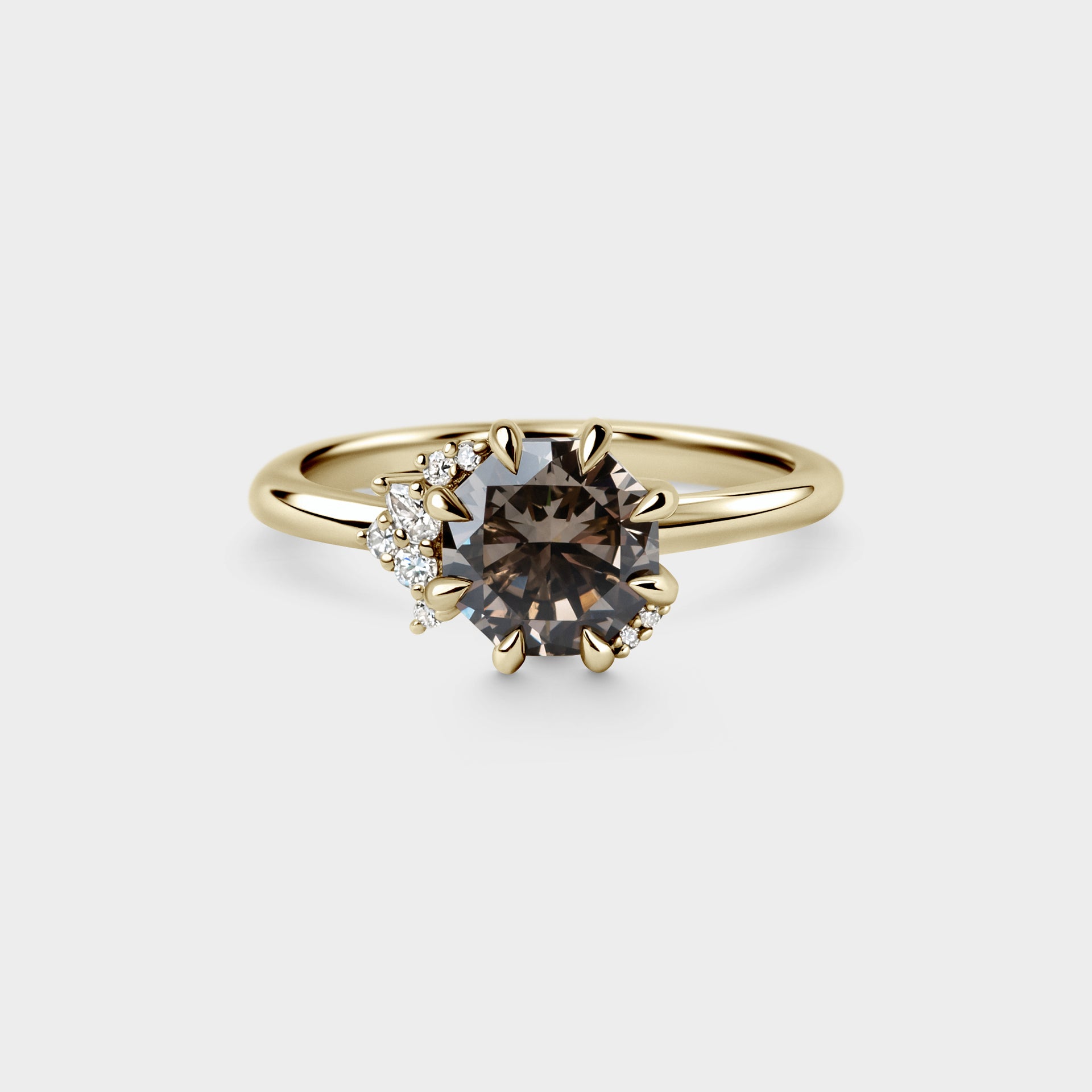 1.69ct Asymmetrical Cluster of Octagonal Cut Champagne Lab Diamond