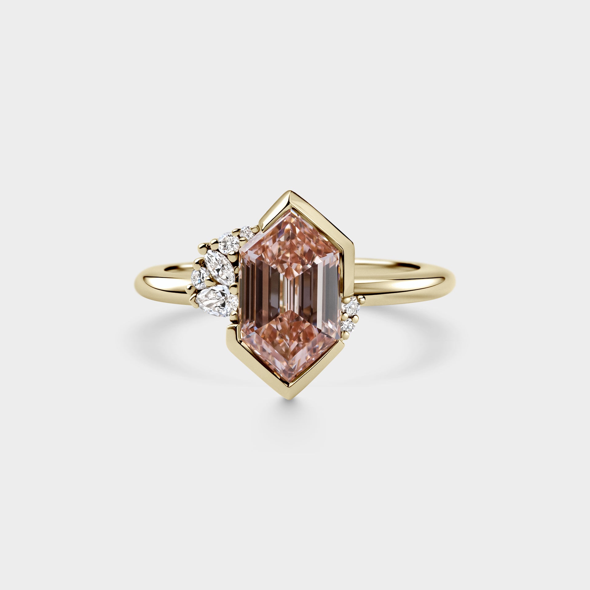 2.04ct Asymmetrical Cluster of Pink Hex Lab Diamond