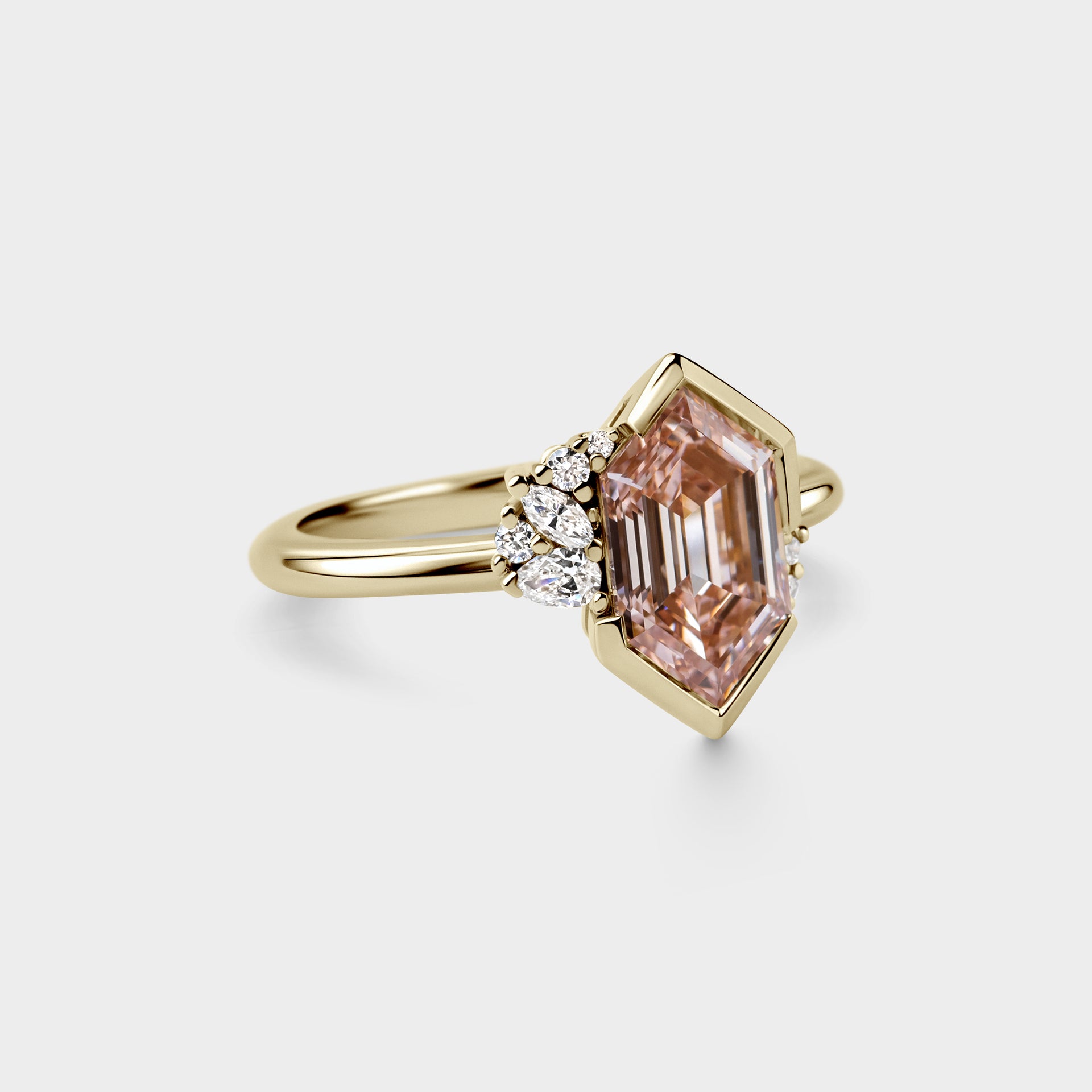2.04ct Asymmetrical Cluster of Pink Hex Lab Diamond