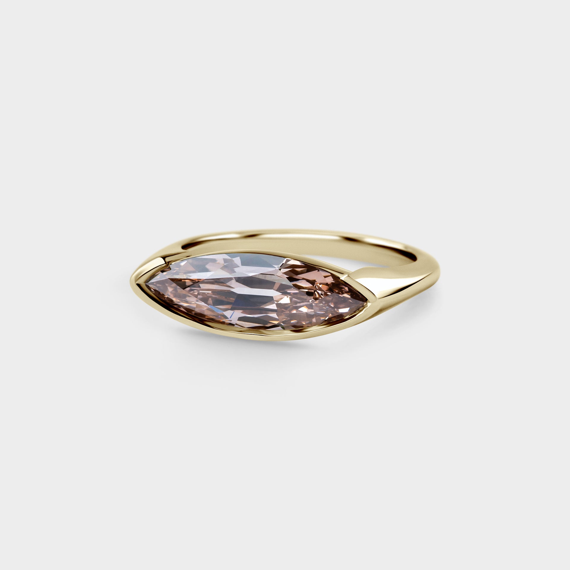 1.98ct East West Three Quarter Bezel of Champagne Moval