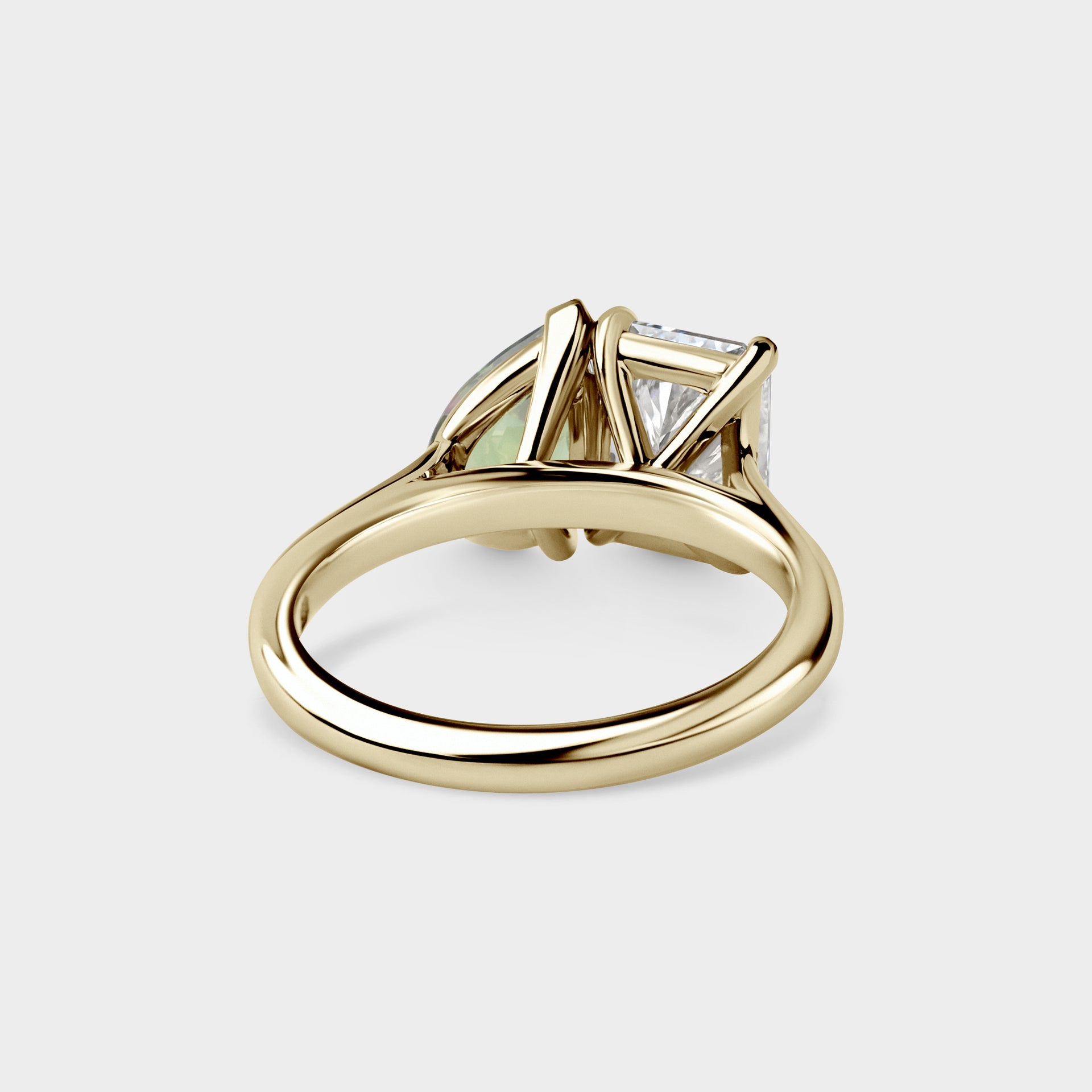 1.53ct Toi Et Moi of Green Sapphire & White Lab Grown Radiant Diamond