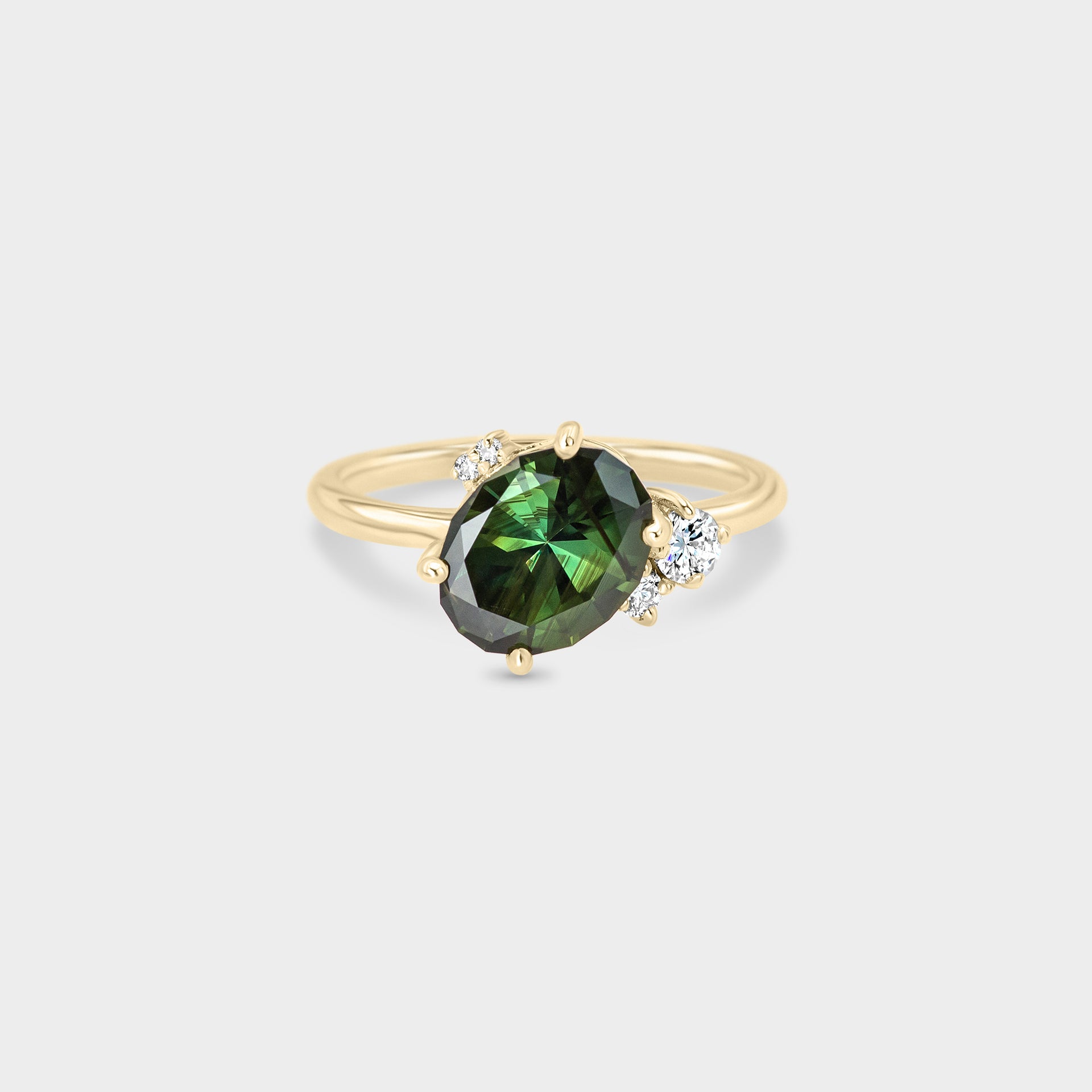 2.31ct Asymmetrical Cluster of Green Sapphire