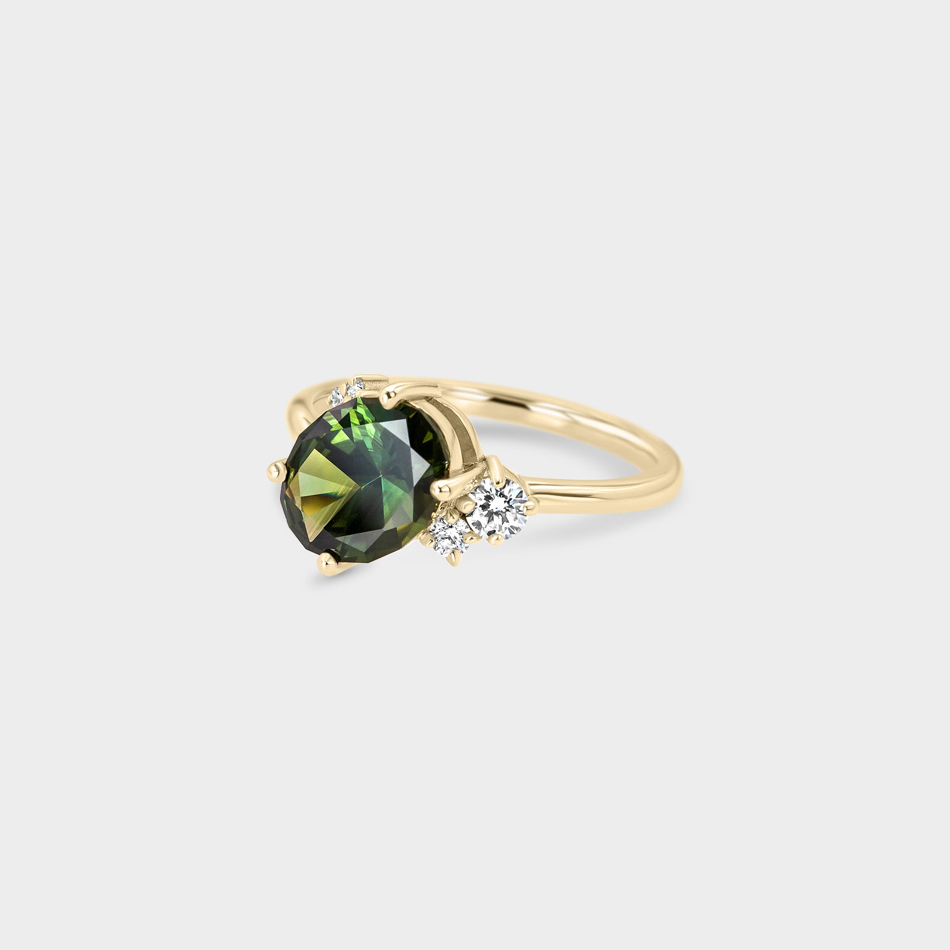 2.31ct Asymmetrical Cluster of Green Sapphire