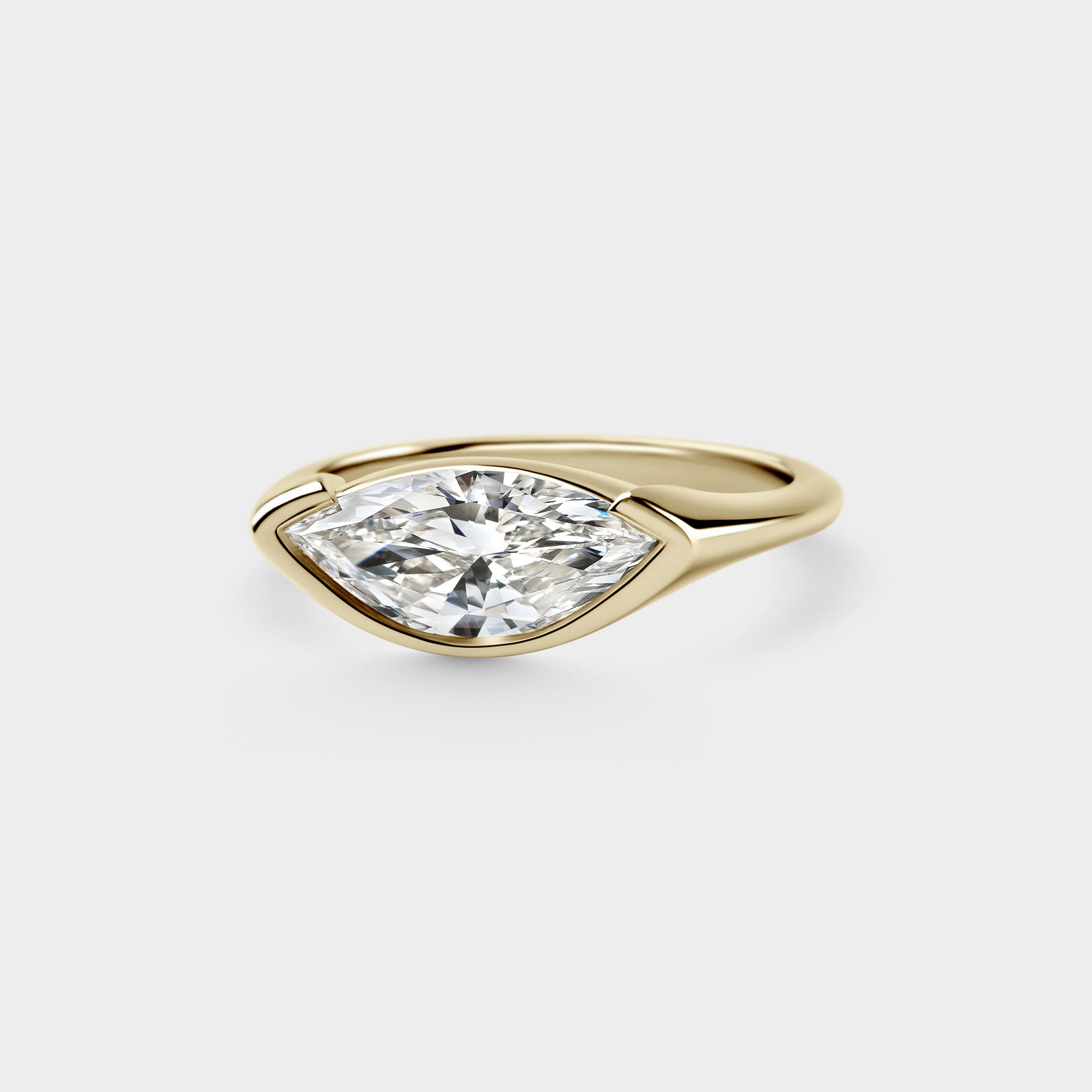 1.60ct East West Three Quarter Bezel of Unique Marquise