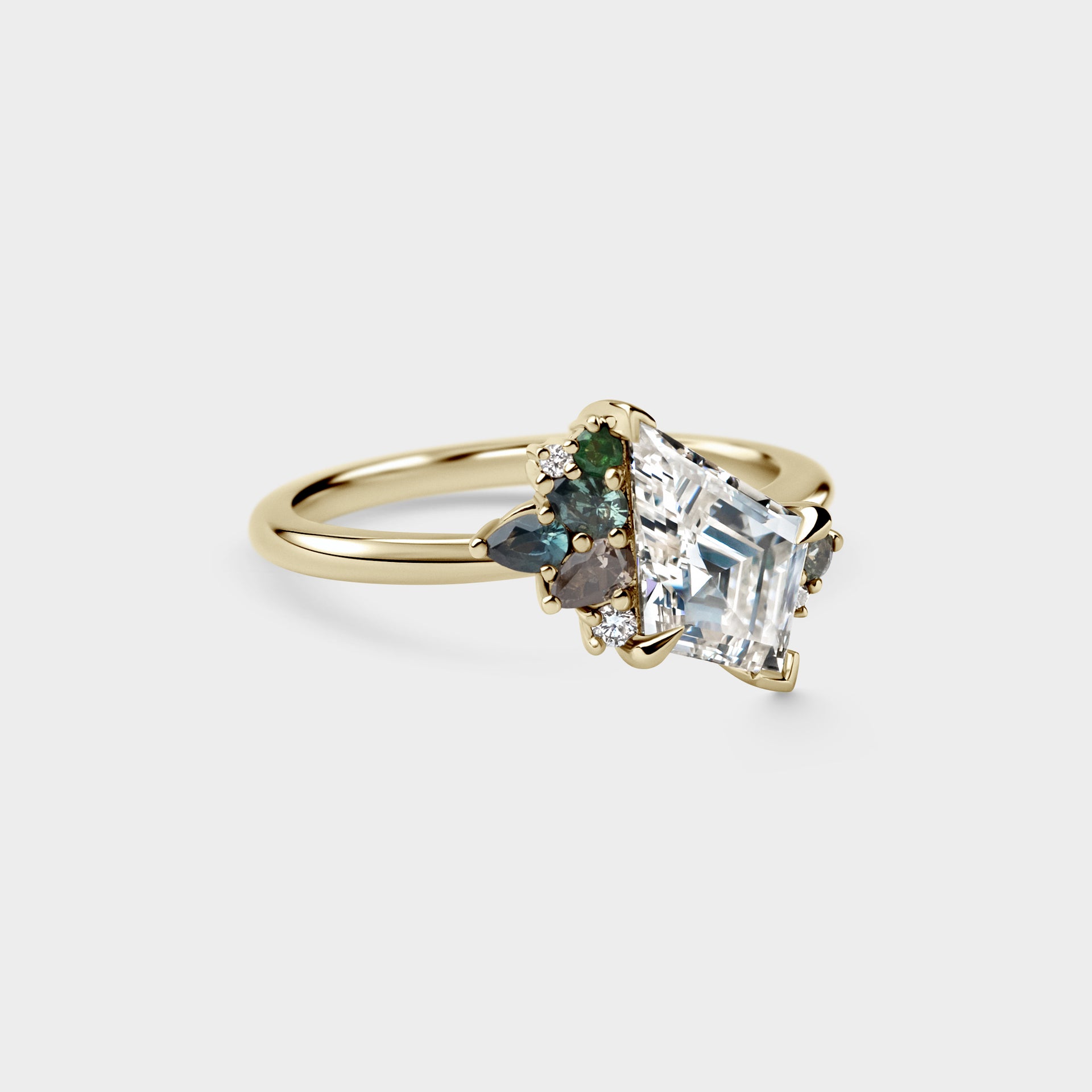 Asymmetrical Cluster of Kite w/ Sapphire & Diamond
