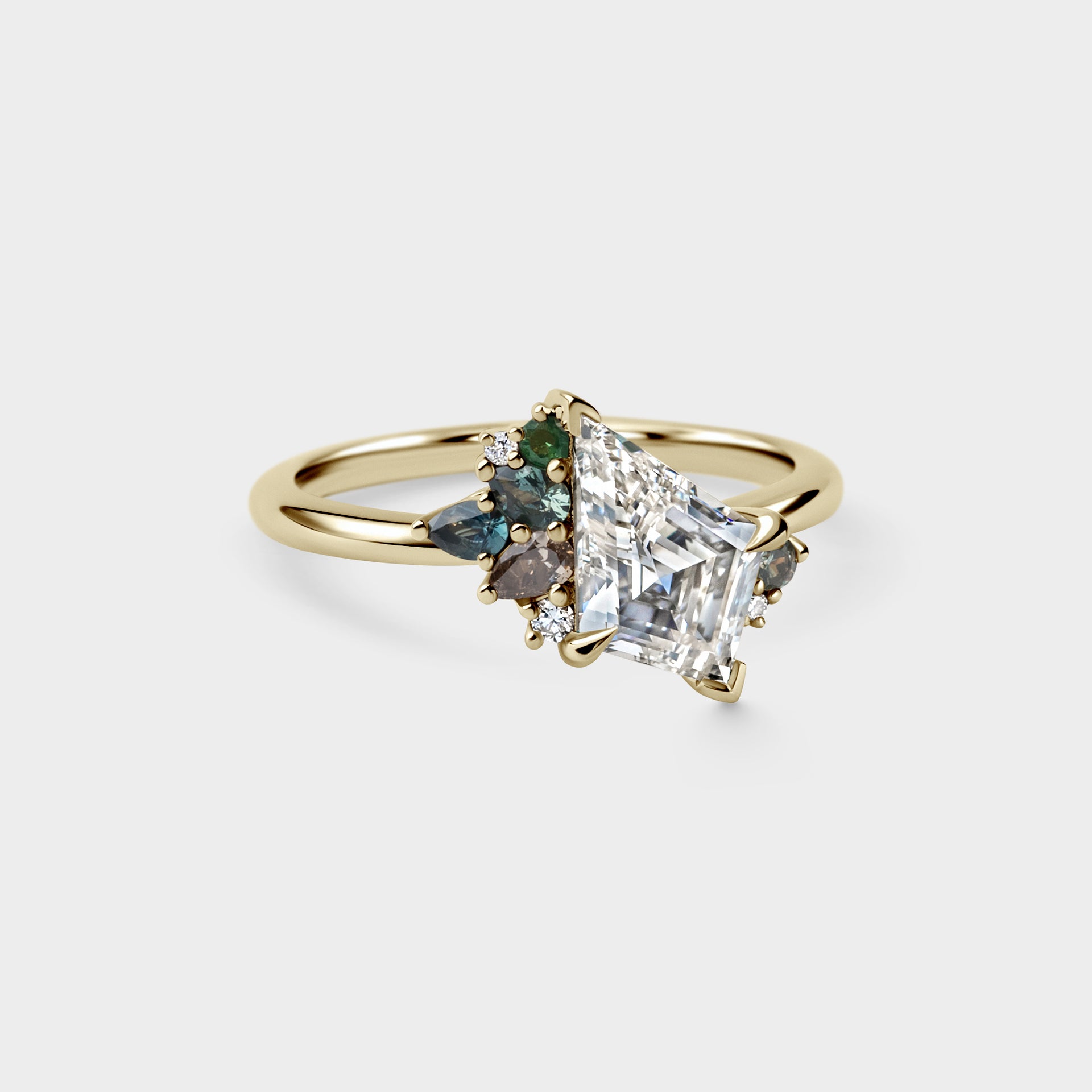 Asymmetrical Cluster of Kite w/ Sapphire & Diamond