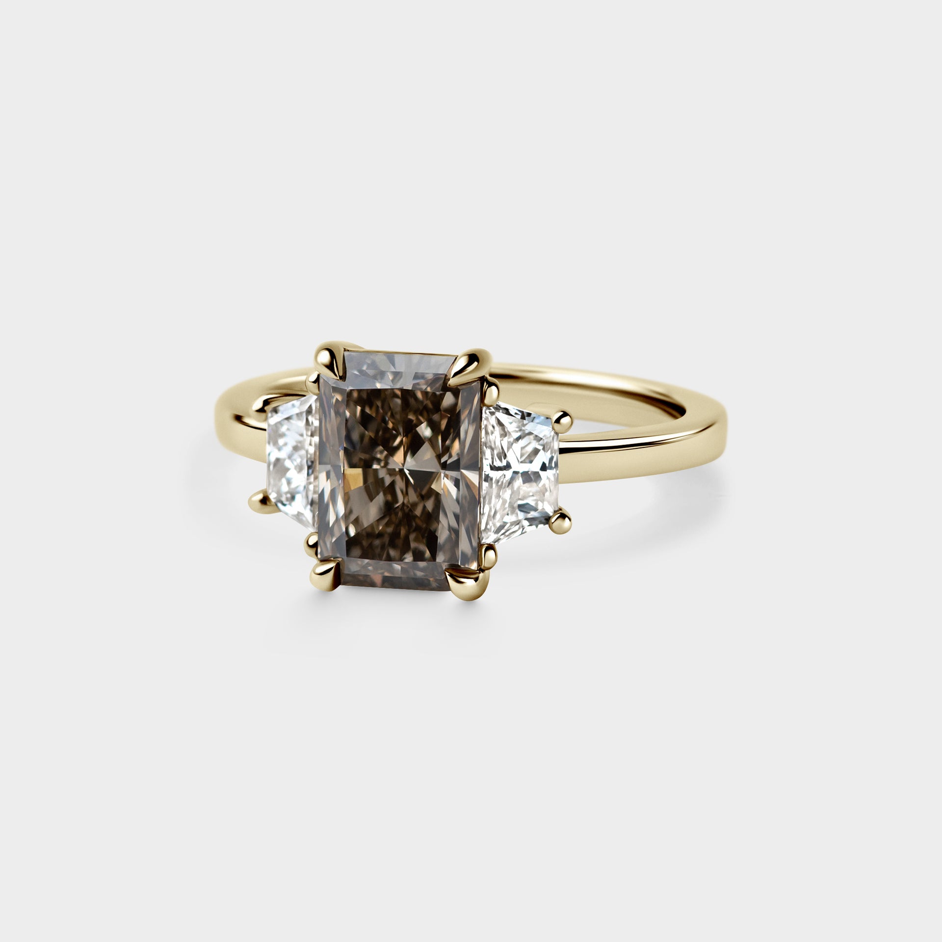 3.00ct Three Stone of Champagne Radiant & Trapezoid
