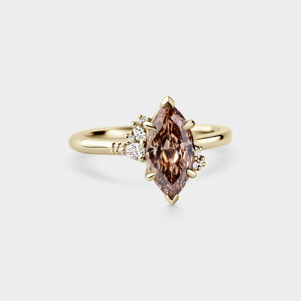 1.34ct Asymmetrical Cluster of Champagne Marquise & Diamond