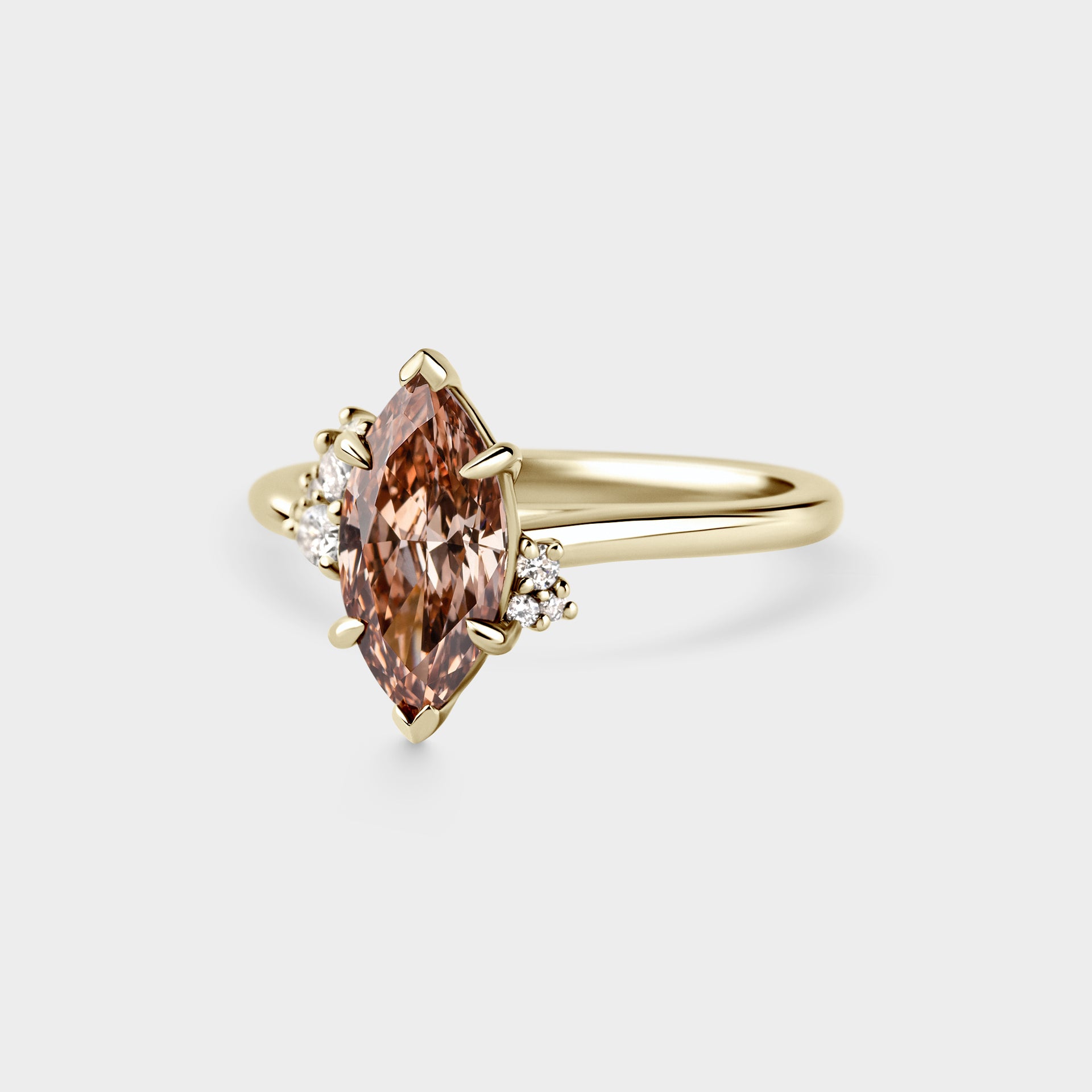 1.34ct Asymmetrical Cluster of Champagne Marquise & Diamond
