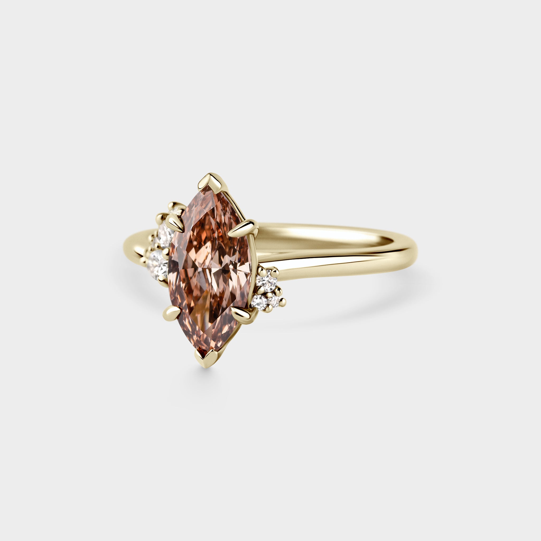 1.34ct Asymmetrical Cluster of Champagne Marquise & Diamond