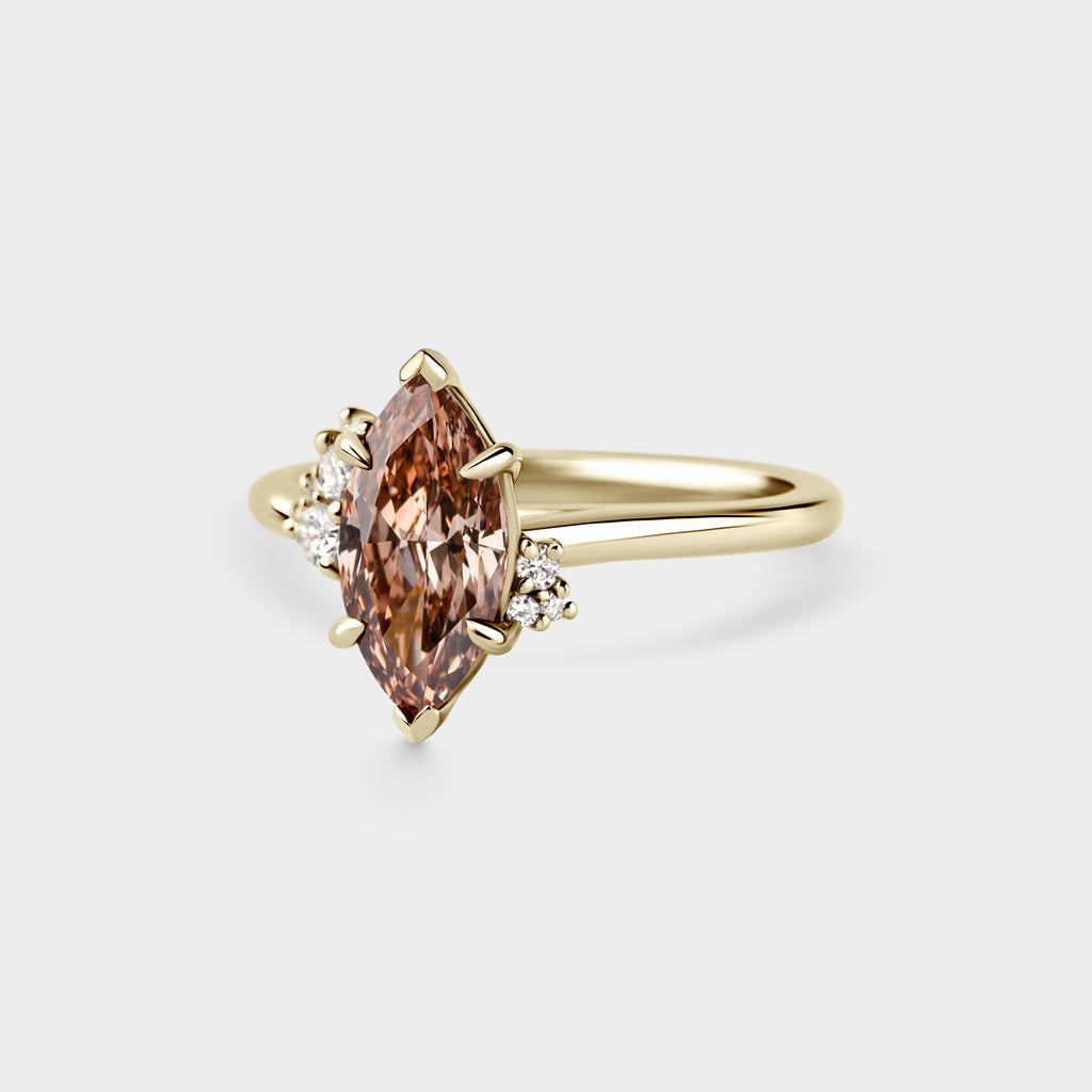 1.34ct Asymmetrical Cluster of Champagne Marquise & Diamond