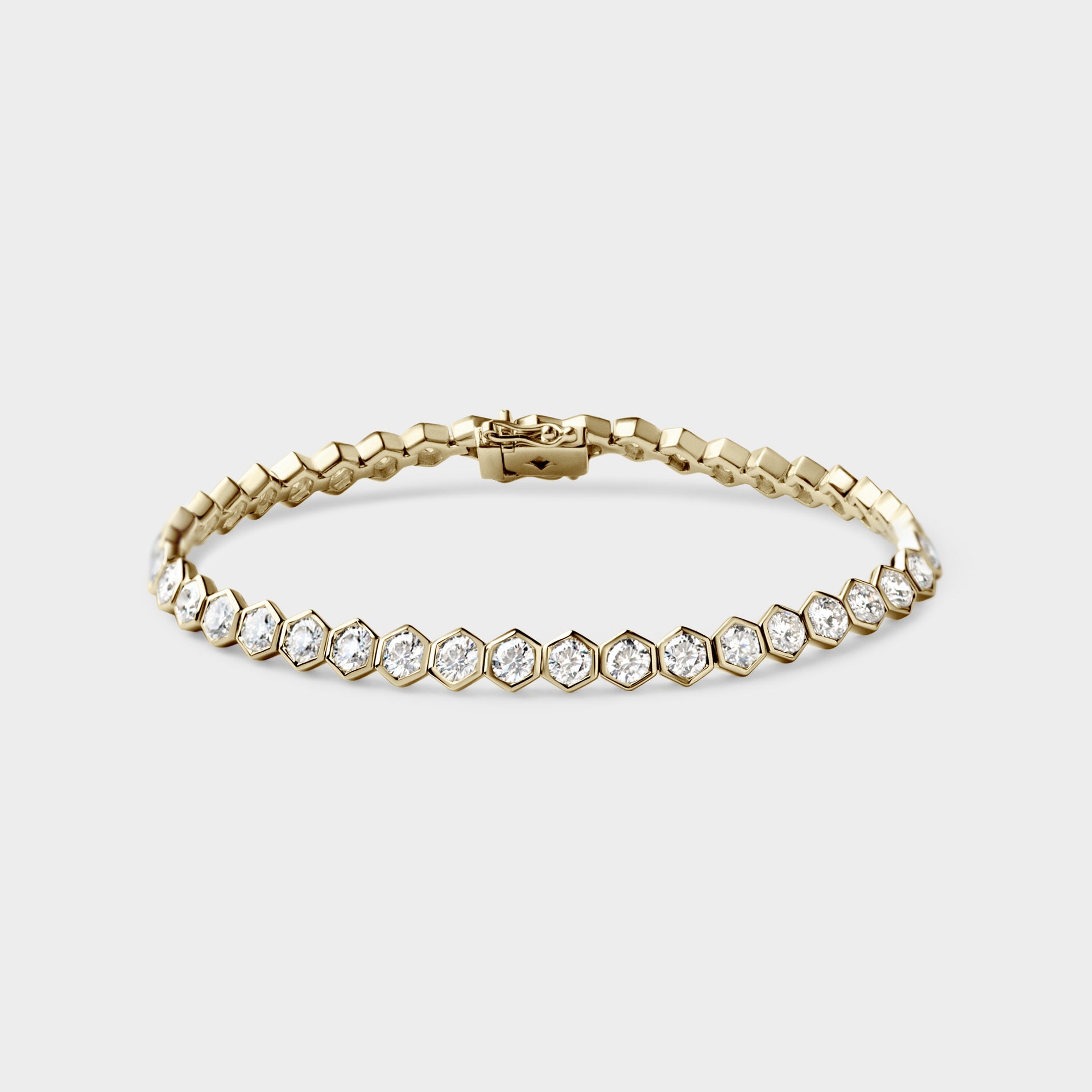 Hexagonal Bezel Diamond Tennis Bracelet