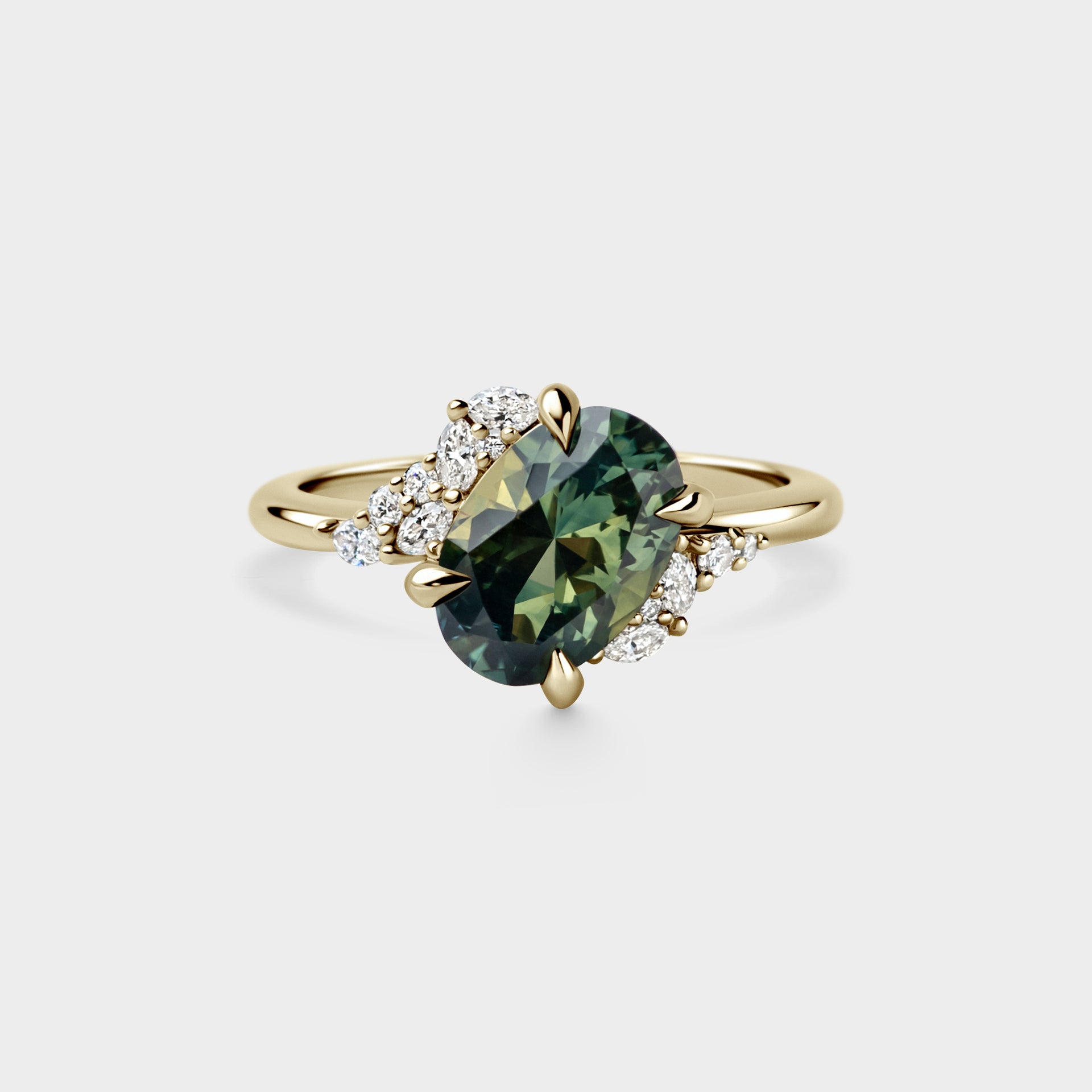 2.34ct Off-Angle Asymmetrical Cluster of Oval Sapphire
