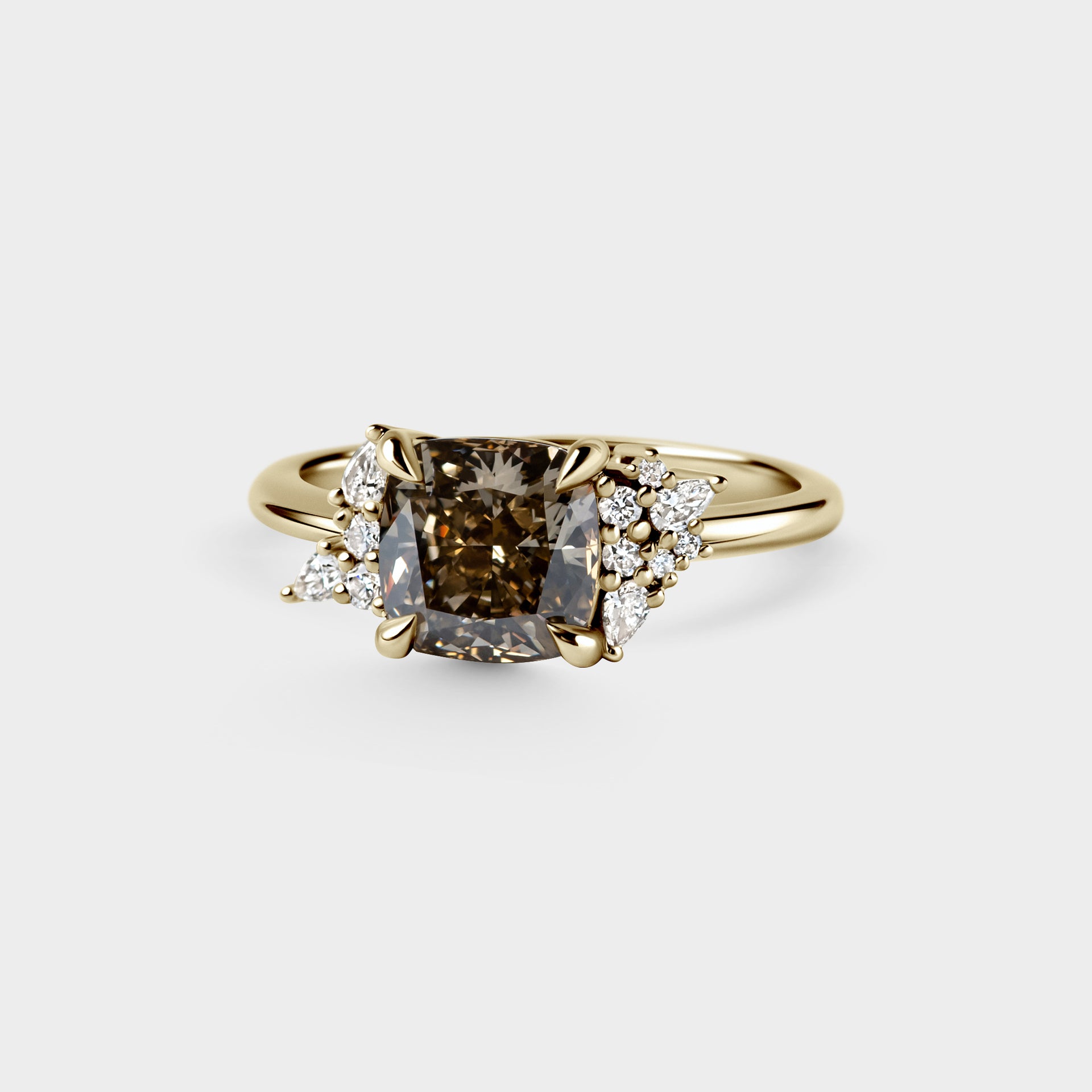 2.00ct Asymmetrical Cluster of Cushion Cut Champagne Lab Diamond