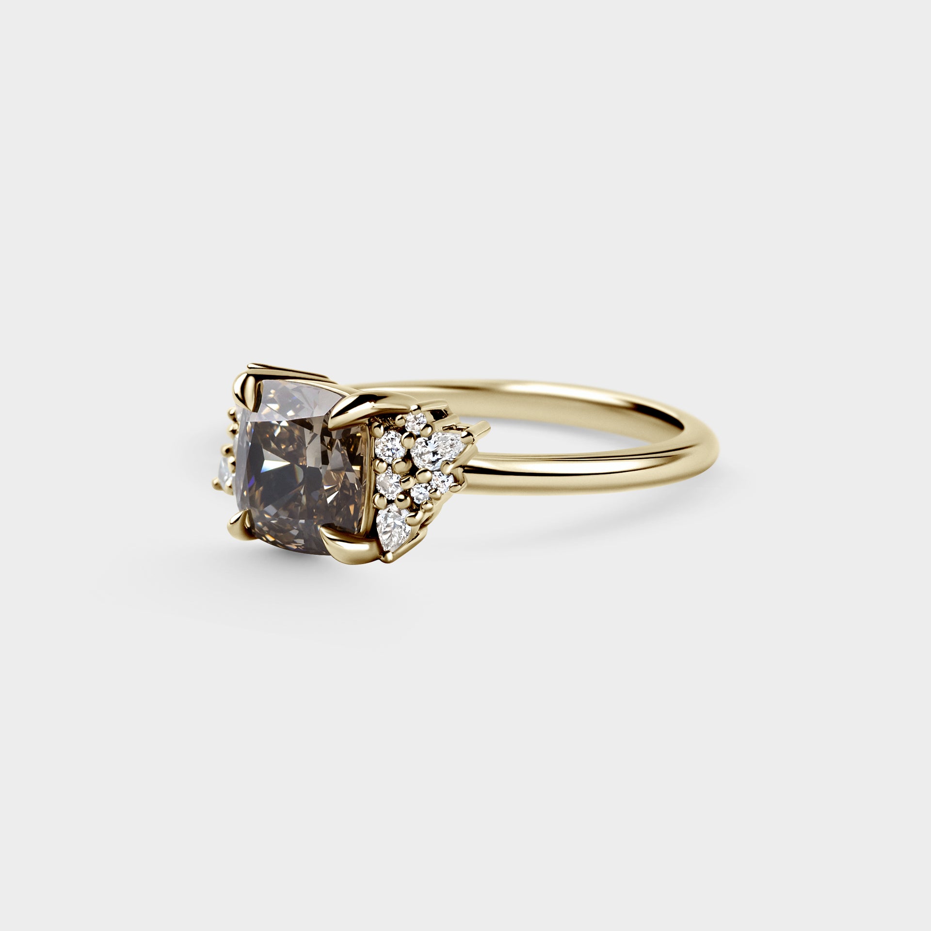 2.00ct Asymmetrical Cluster of Cushion Cut Champagne Lab Diamond