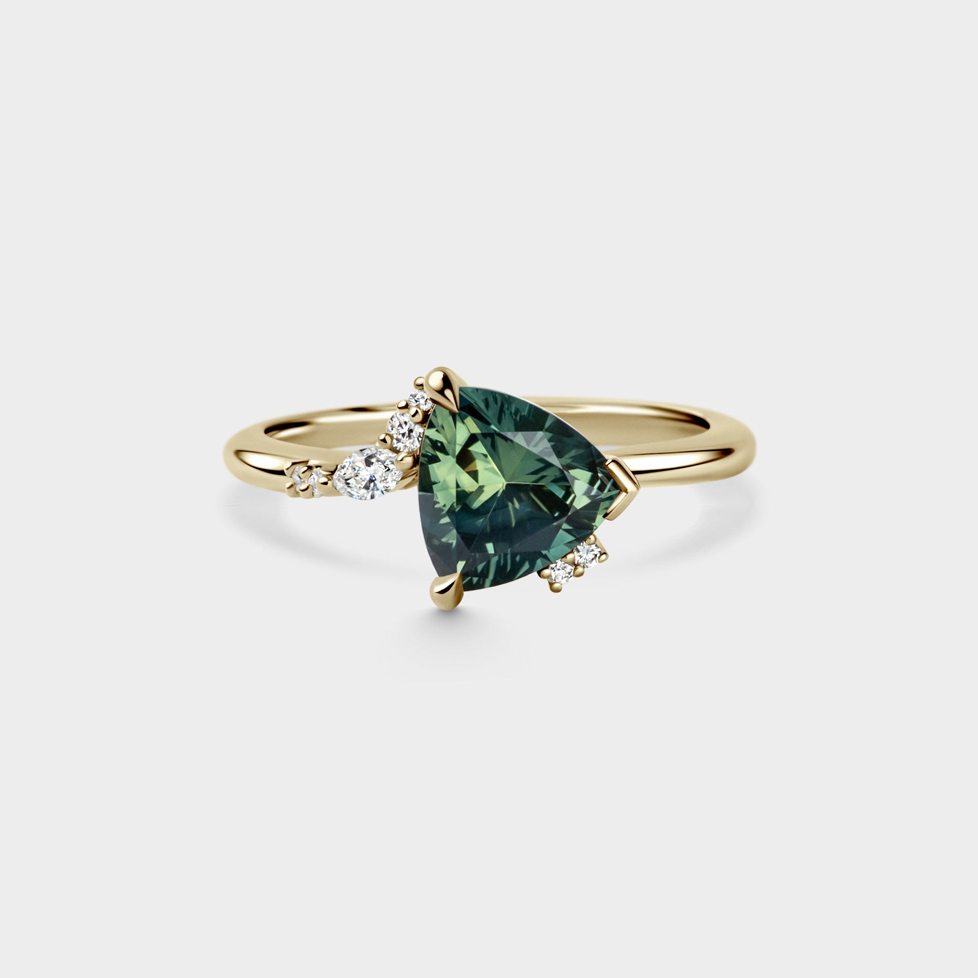 1.60ct Asymmetrical Cluster of Trillion Sapphire & Diamond