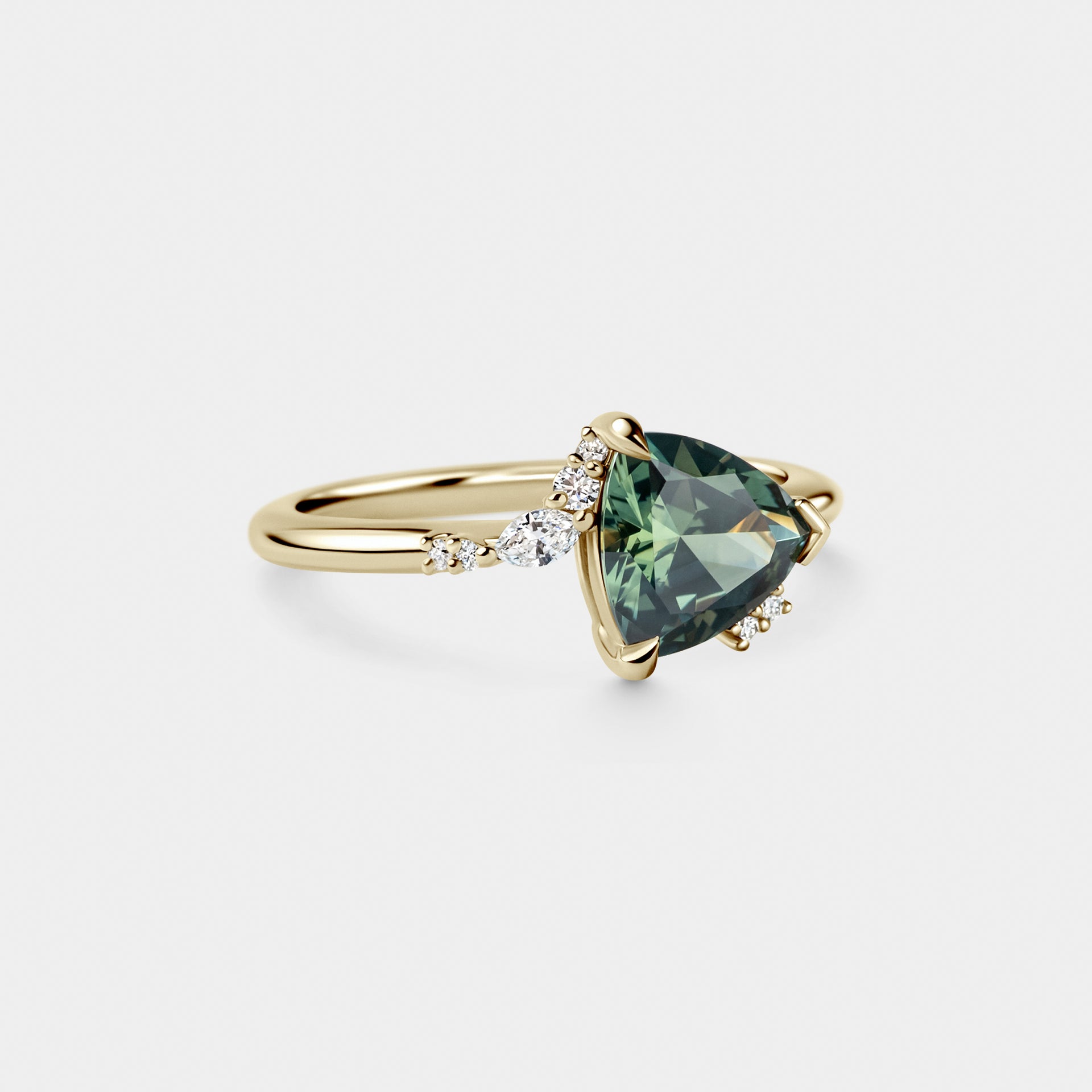 1.60ct Asymmetrical Cluster of Trillion Sapphire & Diamond