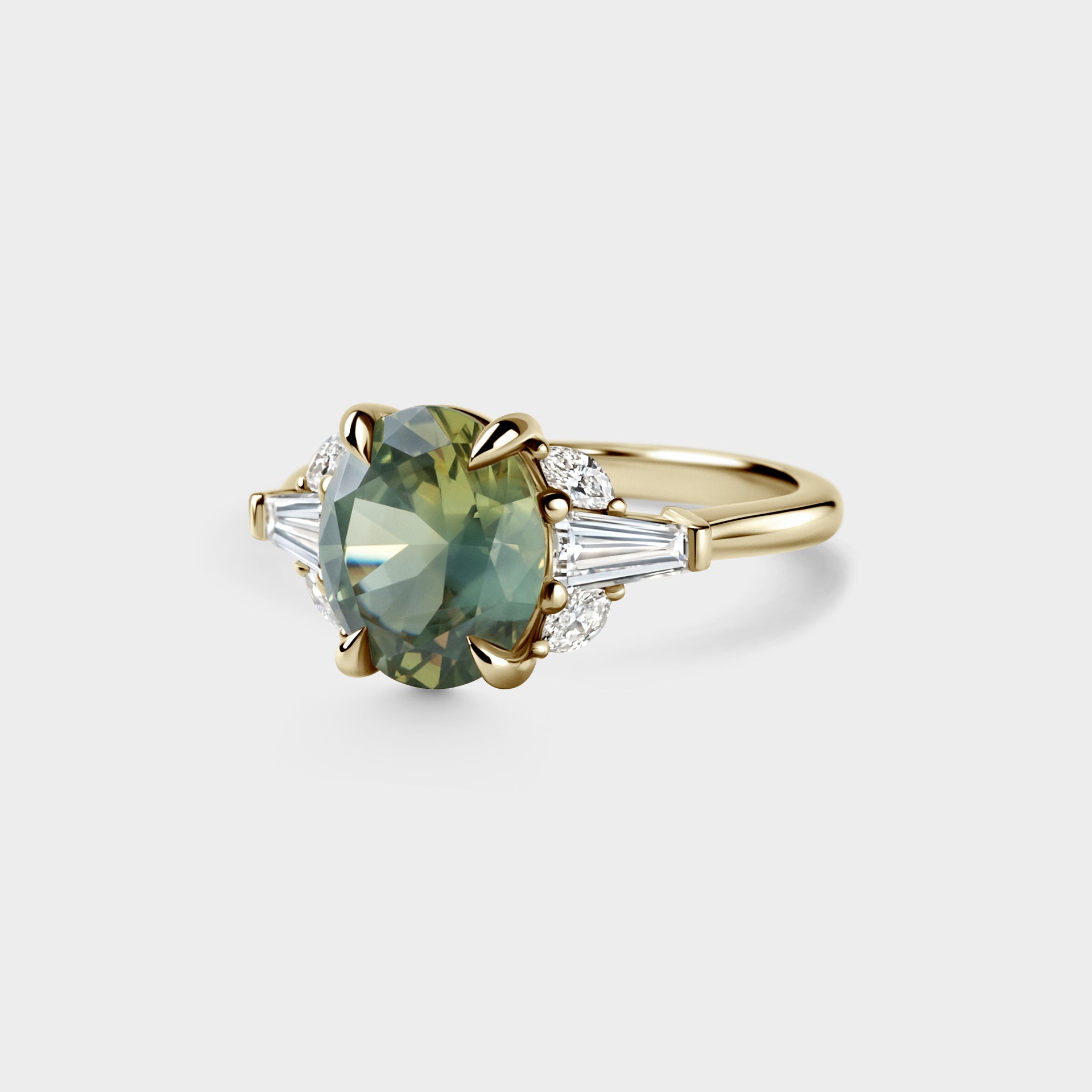 3.32ct Symmetrical Cluster of Oval Sapphire & Diamond
