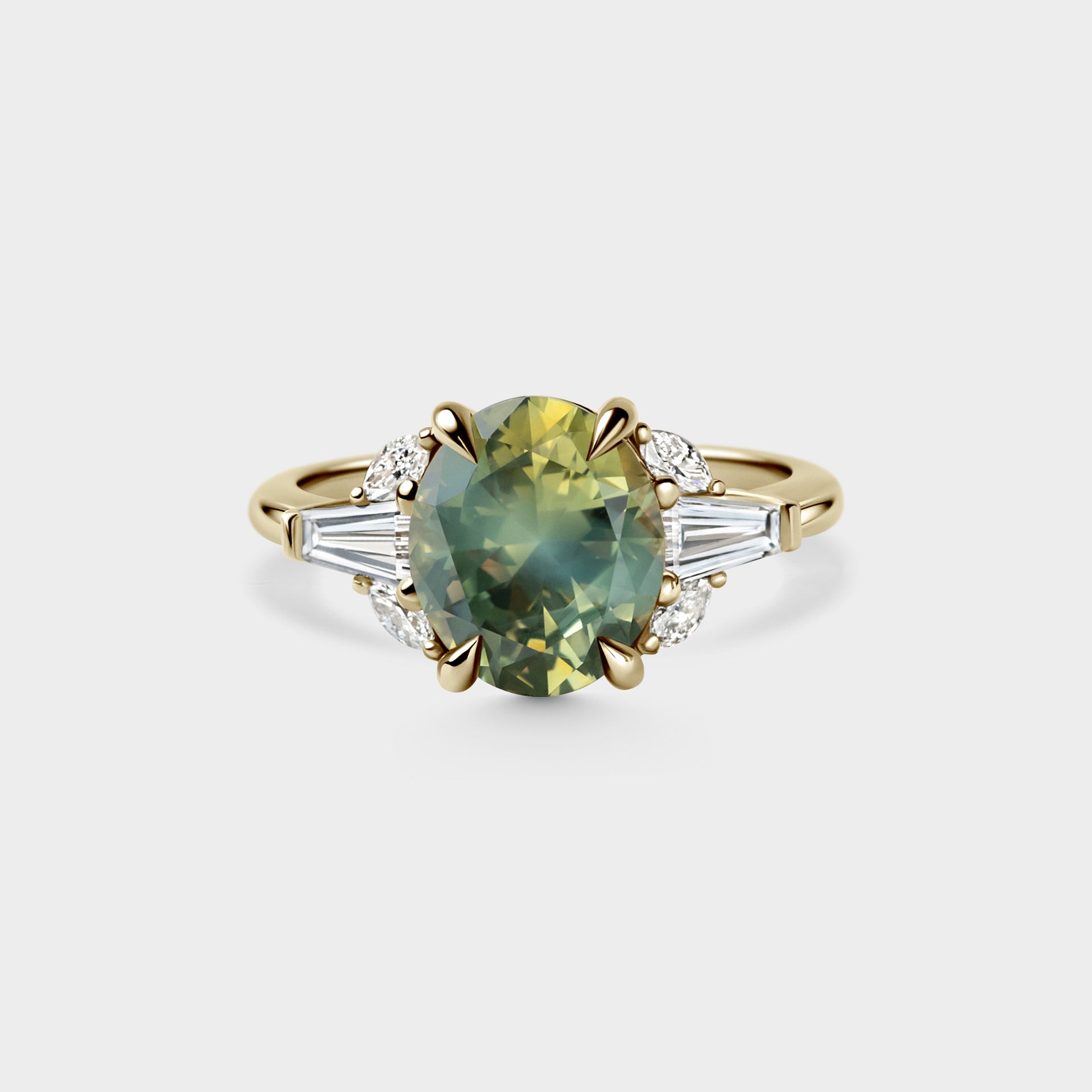 3.32ct Symmetrical Cluster of Oval Sapphire & Diamond