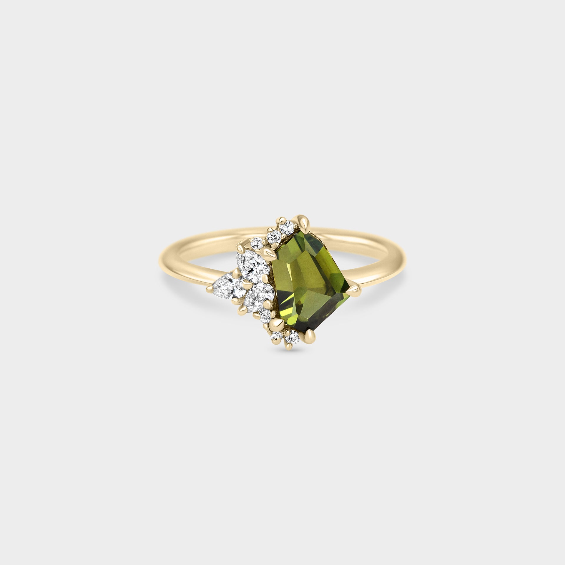 1.45ct Irregular Cluster of Green Sapphire