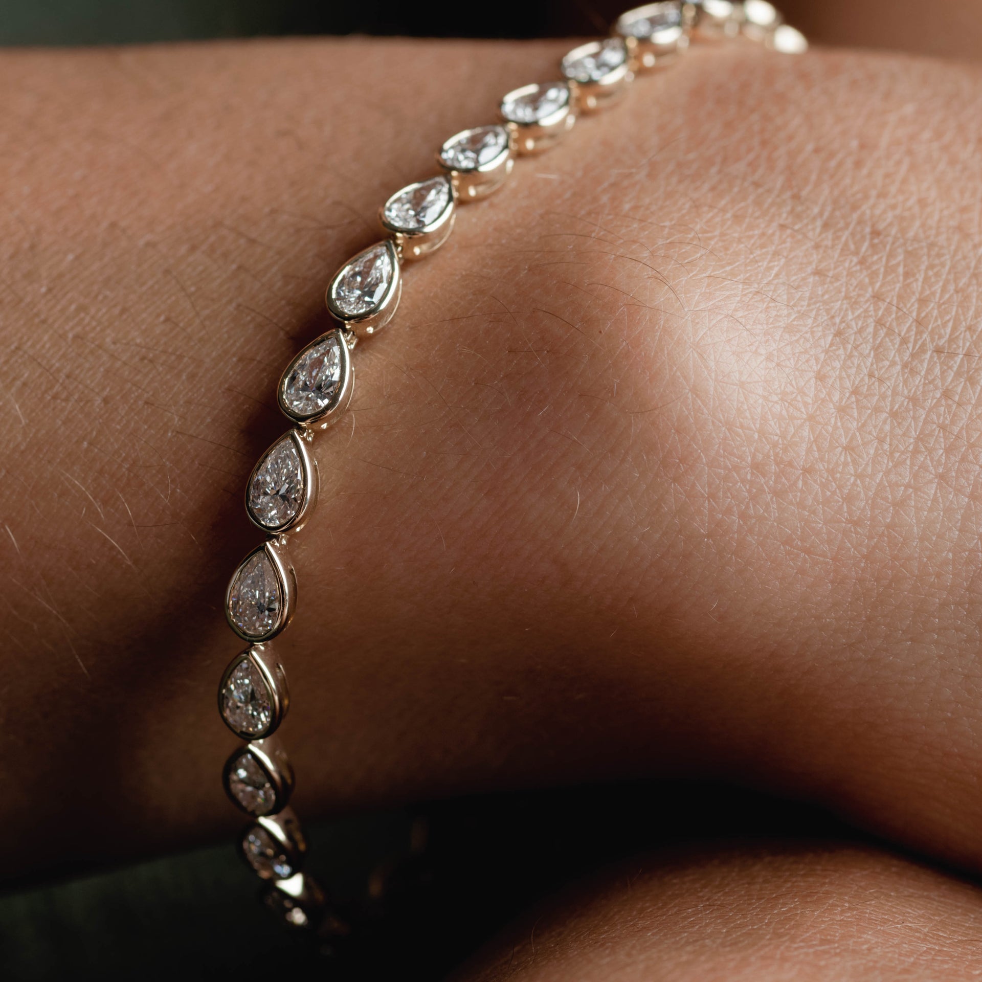 Bezel Pear Tennis Bracelet
