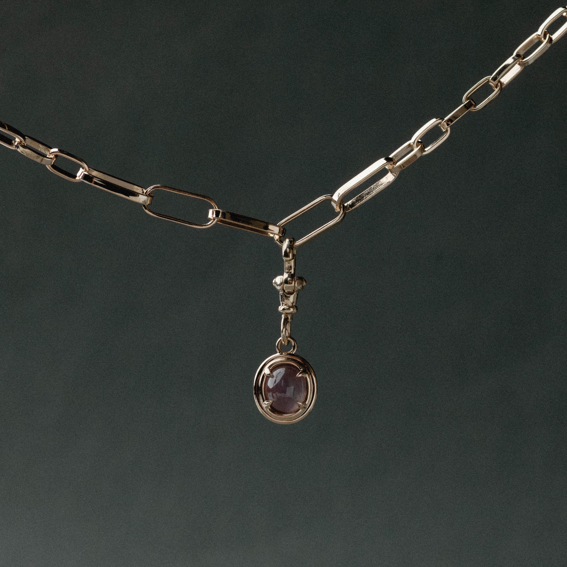 Cabochon Australian Purple Sapphire Pendant w/ Albert Swivel
