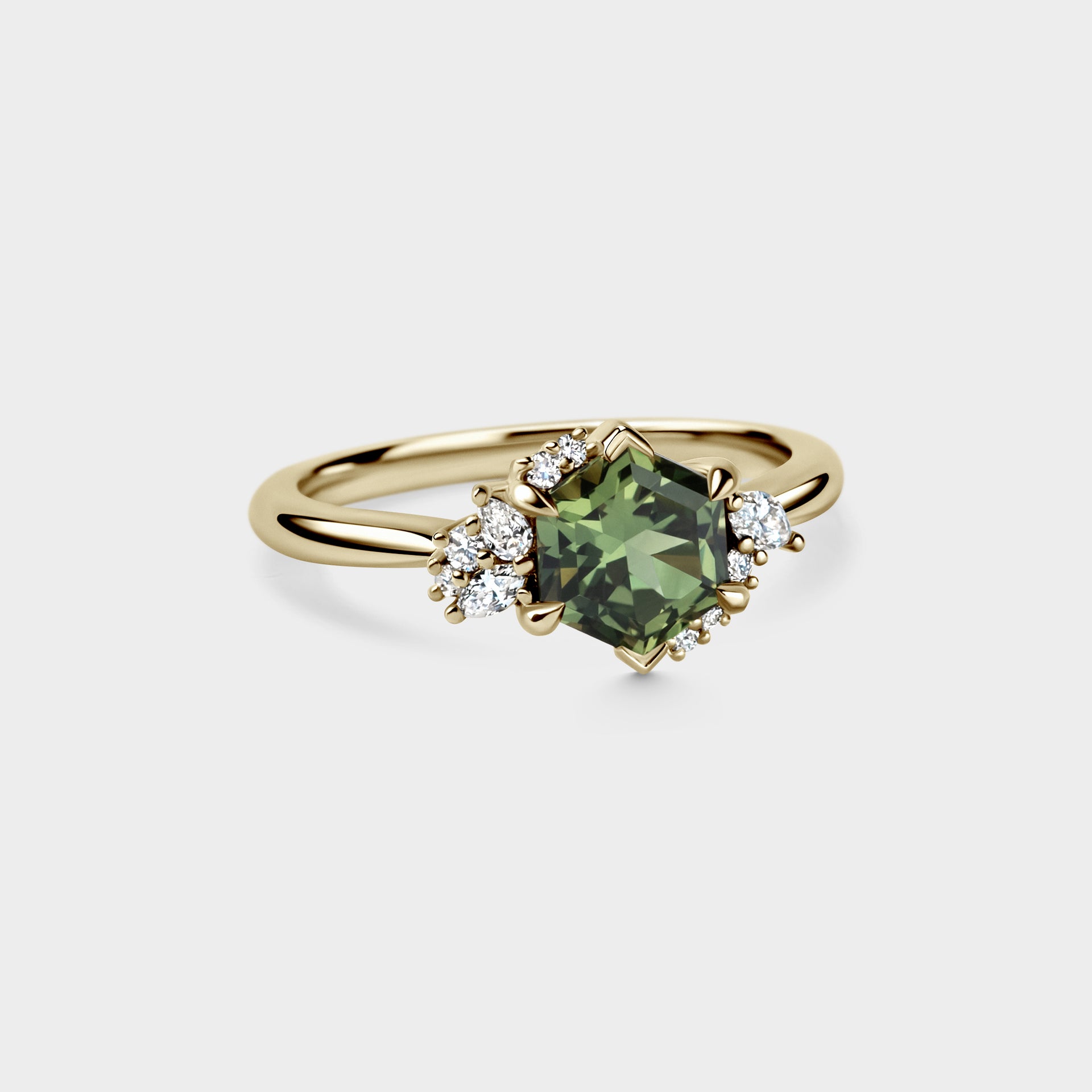 1.47ct Asymmetrical Cluster of Hexagonal Sapphire & Diamond
