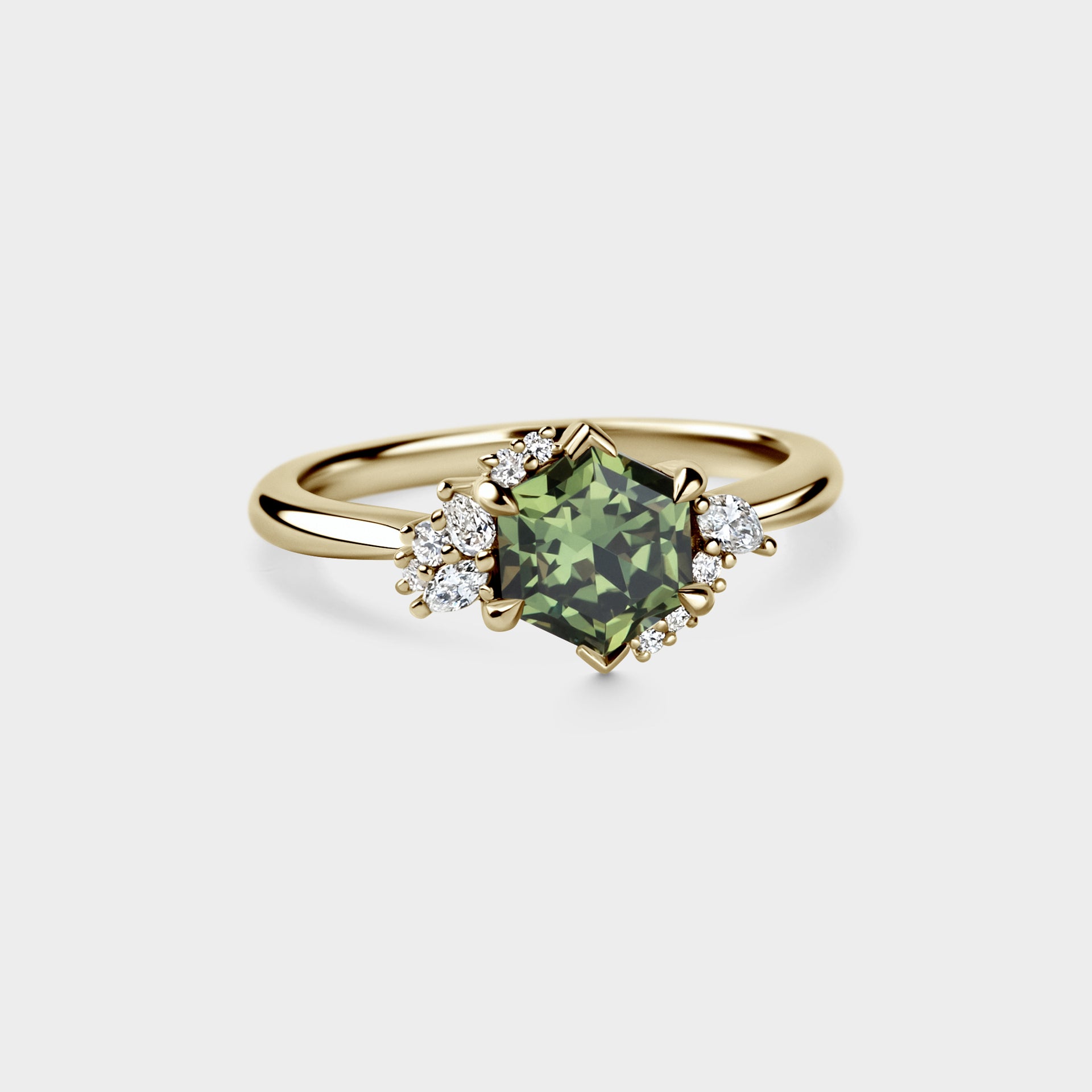 1.47ct Asymmetrical Cluster of Hexagonal Sapphire & Diamond