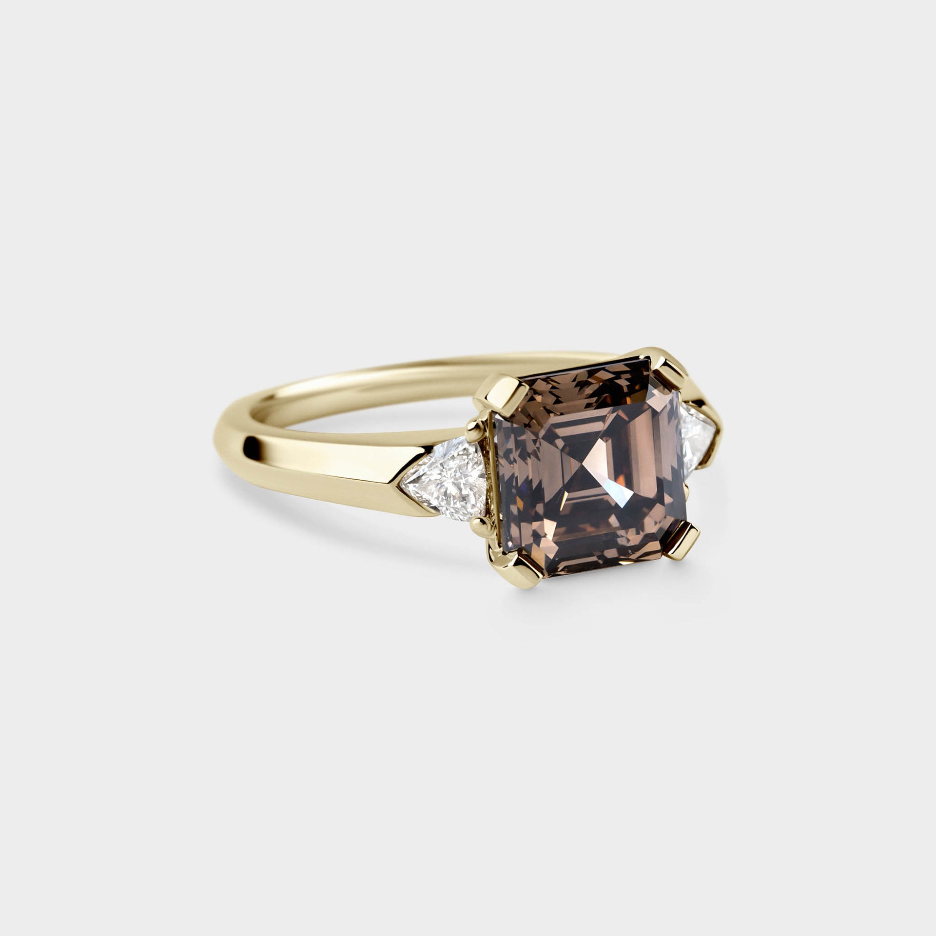 3.02ct Three Stone of Champagne Asscher & Trillion